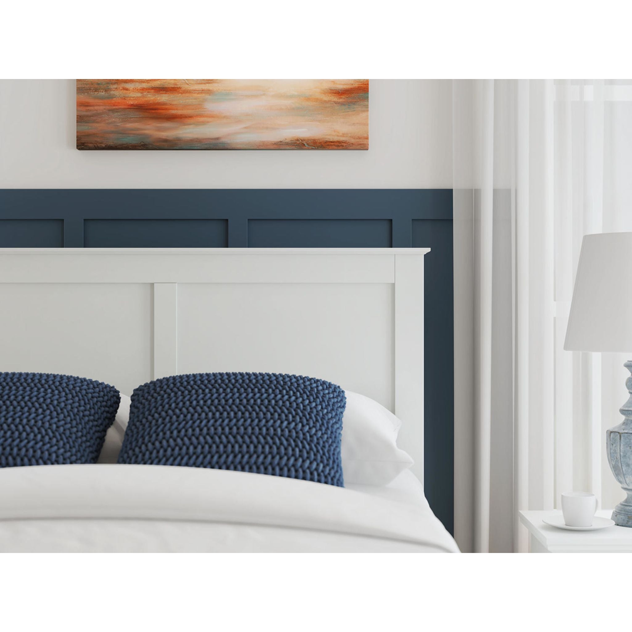 Bostwick Shoals Panel Bed - White Queen Size Wooden Bed Frame for Bedroom - Perfect for Modern Home Decor and Guest Rooms