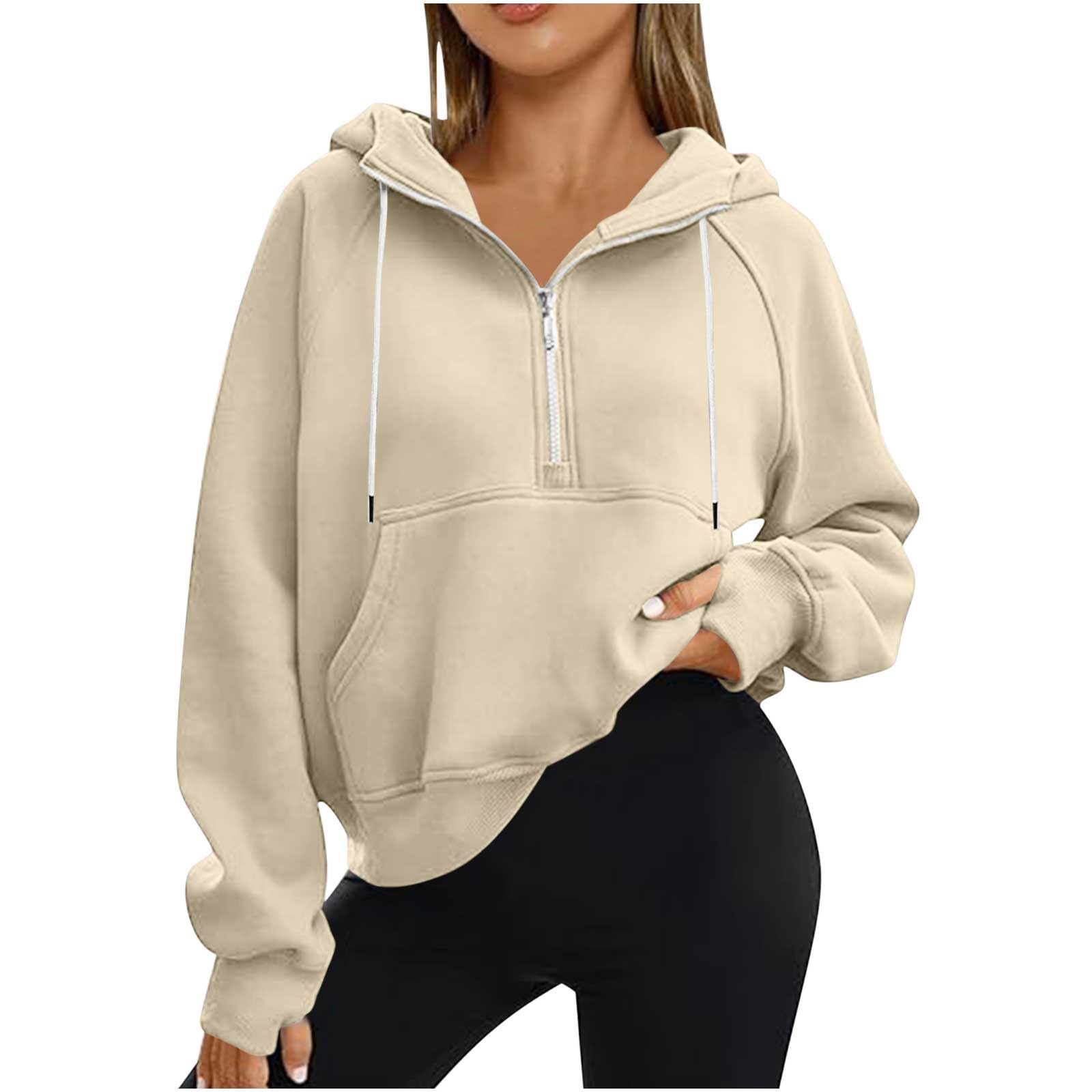 2024 Women's Half Zip Fleece Pullover Hoodie - Trendy Quarter Zip Sweatshirt with Thumb Holes | Cozy Fall & Winter Outfits | Perfect for Casual Wear, Outdoor Activities & Layering