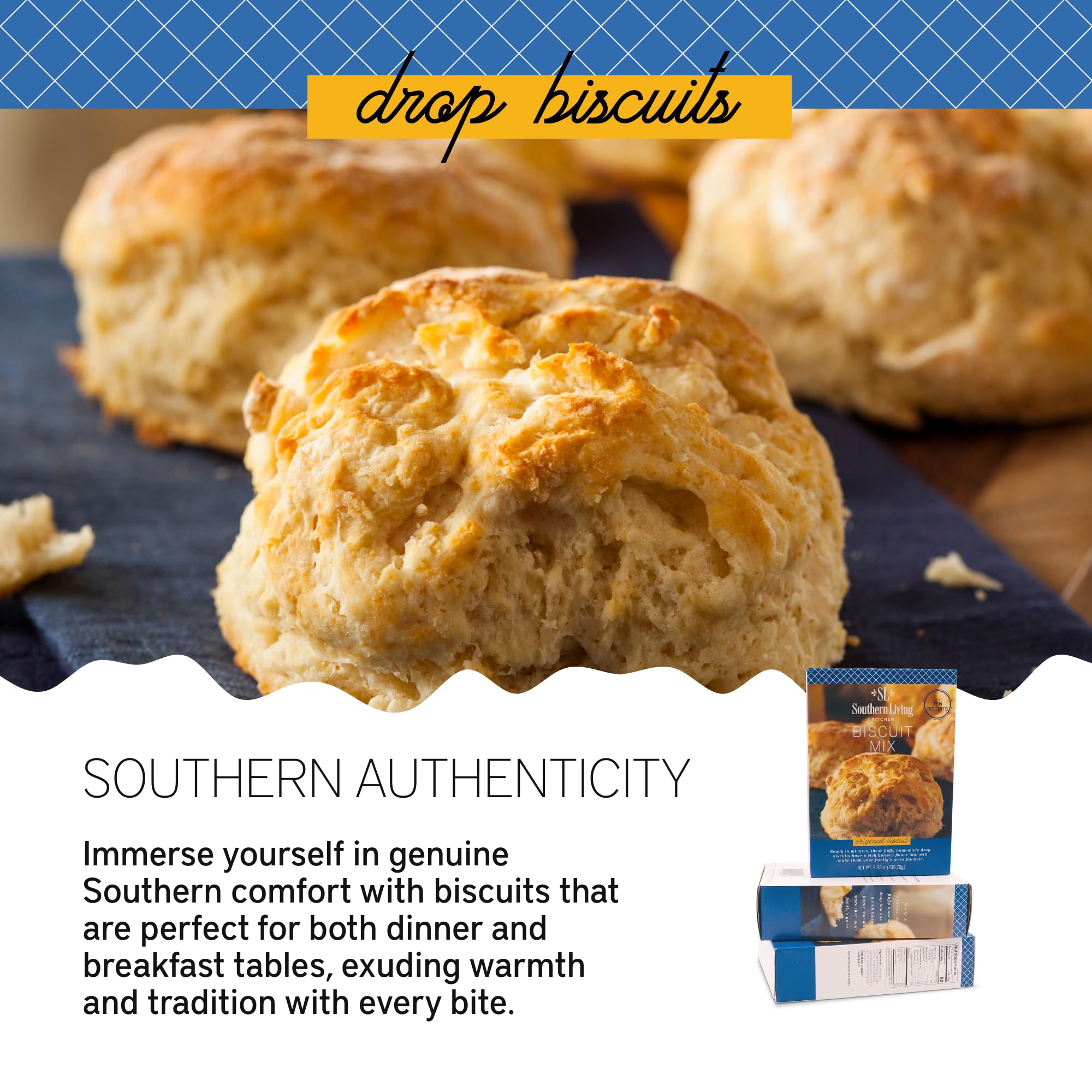 Southern Living Gourmet Original Biscuit Mix - Easy-to-Bake Dinner & Breakfast Biscuits | Pantry Staple Baking Mix (Makes 10) | Perfect for Family Meals, Brunch & Holiday Gatherings