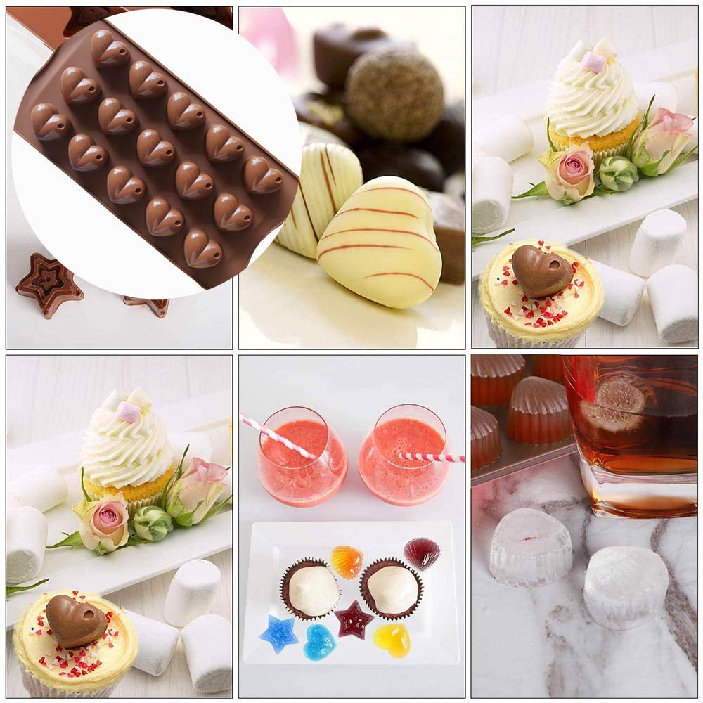 15 Holes Heart-Shaped Silicone Chocolate Mold - Reusable Candy & Baking Mold for Ice Cubes, DIY Desserts - Perfect for Valentine's Day, Birthday Parties & Home Baking
