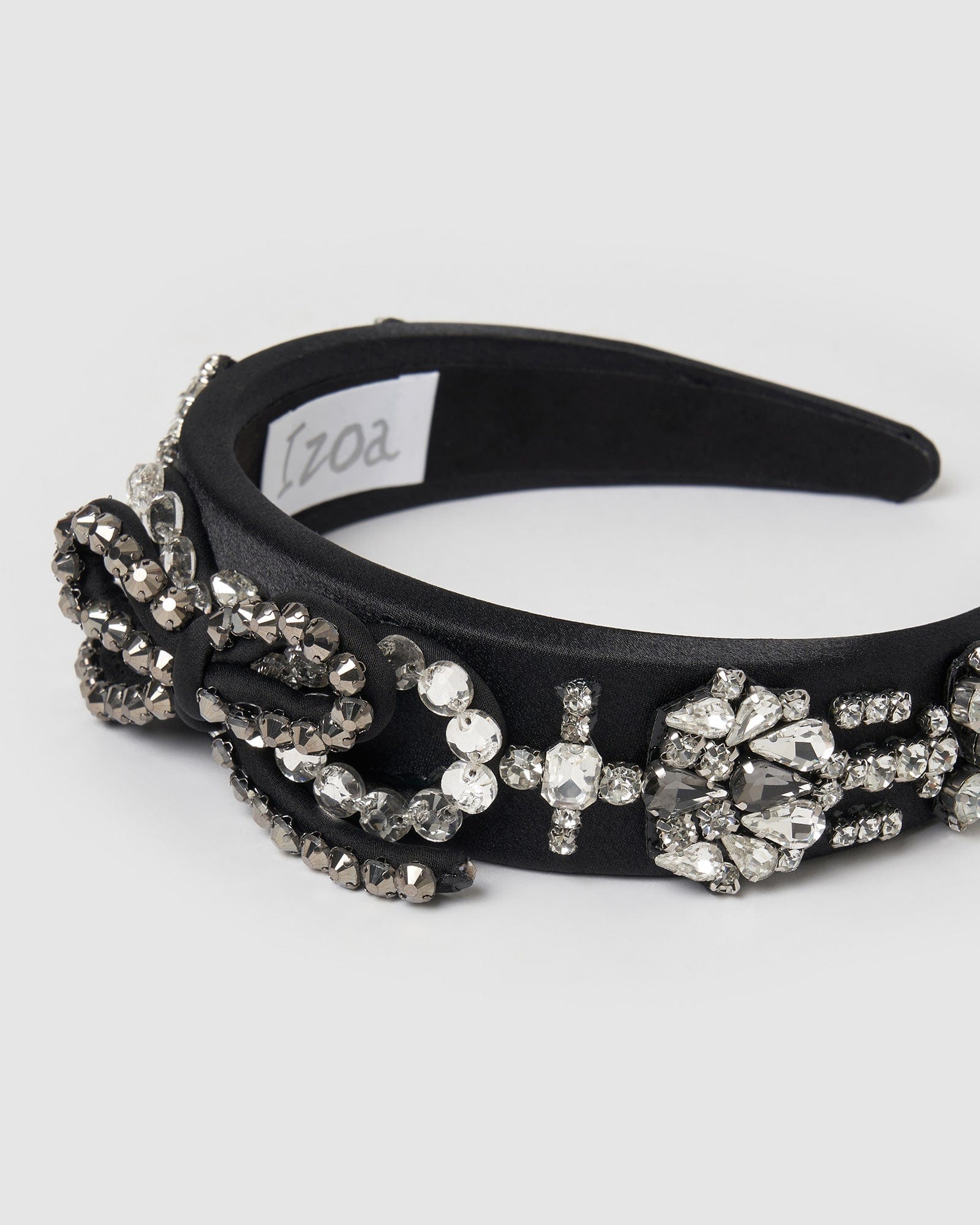 Izoa Emma Headband for Women - Black & Silver Stretchable Hair Band - Perfect for Workouts, Yoga, Running, and Everyday Wear