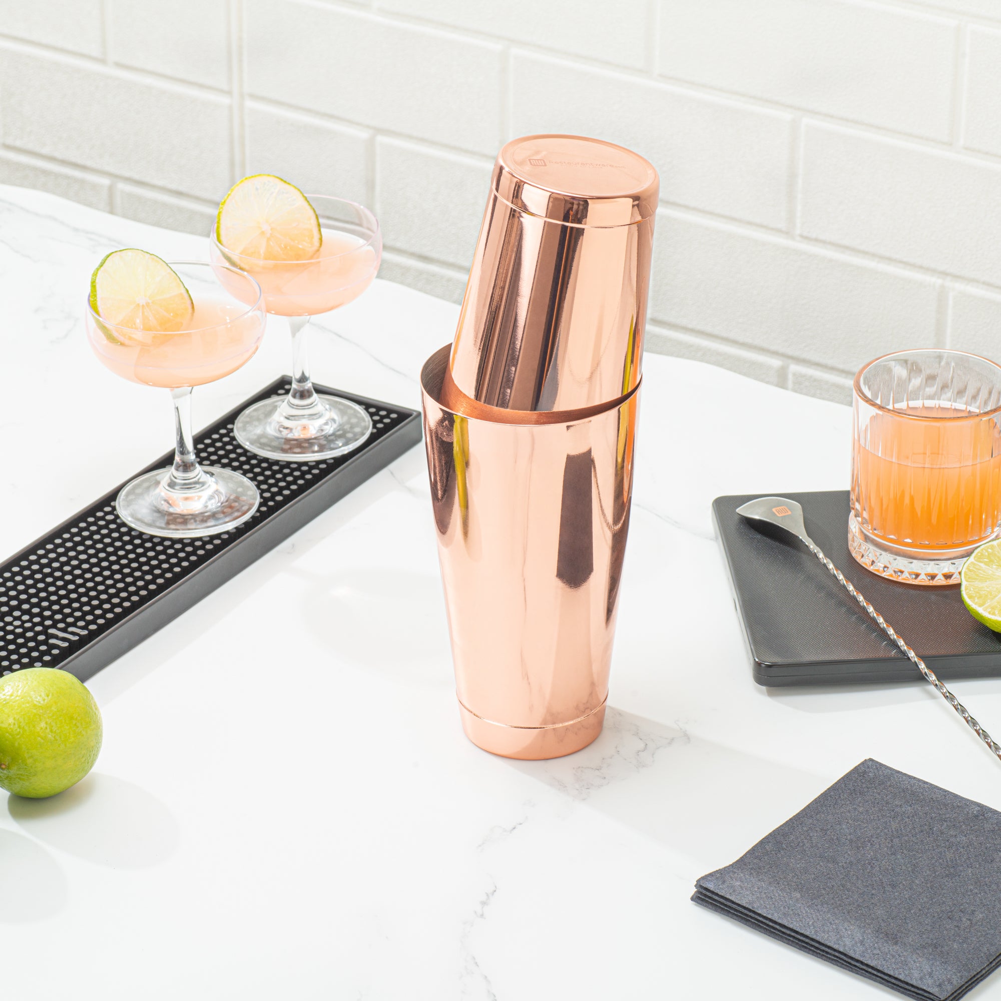 Premium 16 oz Copper Plated Stainless Steel Cocktail Shaker - Weighted Bar Mixing Tin (3.25