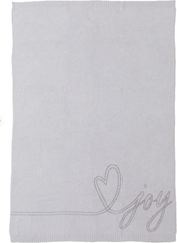 Barefoot Dreams CozyChic Heart Blanket - Ultra Soft Lightweight Decorative Throw Blanket 45x60 Inches in Joy Silver - Perfect for Sofa, Bed, and Gift Giving