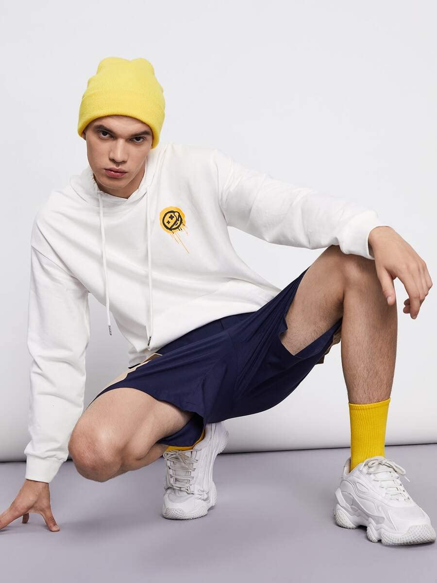 JSBHS Men's Cartoon Letter Graphic Kangaroo Pocket Hoodie - Drawstring Pullover Sweatshirt for Casual Wear (Multi Color, Size M) - Perfect for Streetwear, Gym & Lounge