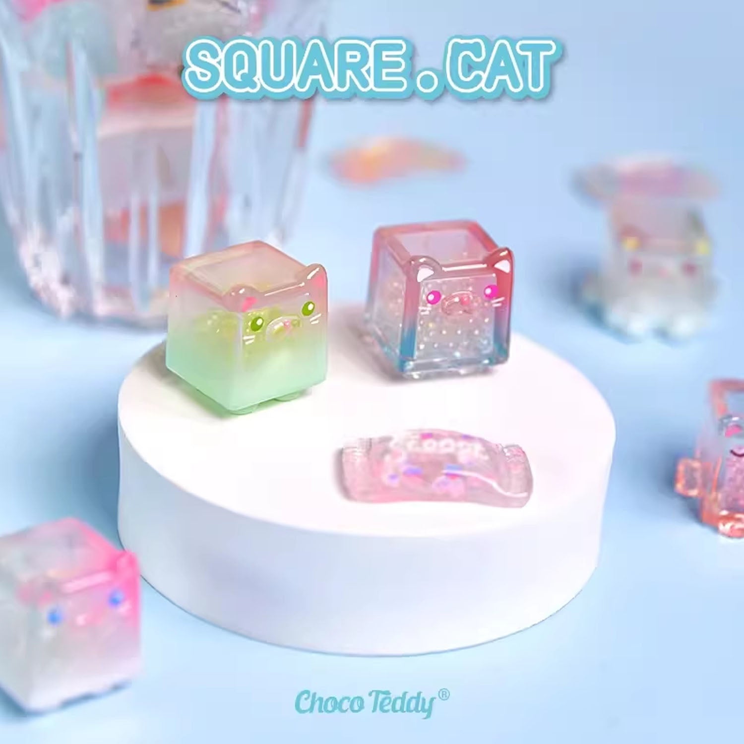Square Cat Ice Cube Beans Series Blind Bag - Cute Collectible Mini Figures for Kids & Adults - Perfect for Party Favors, Gifts & Surprise Toys