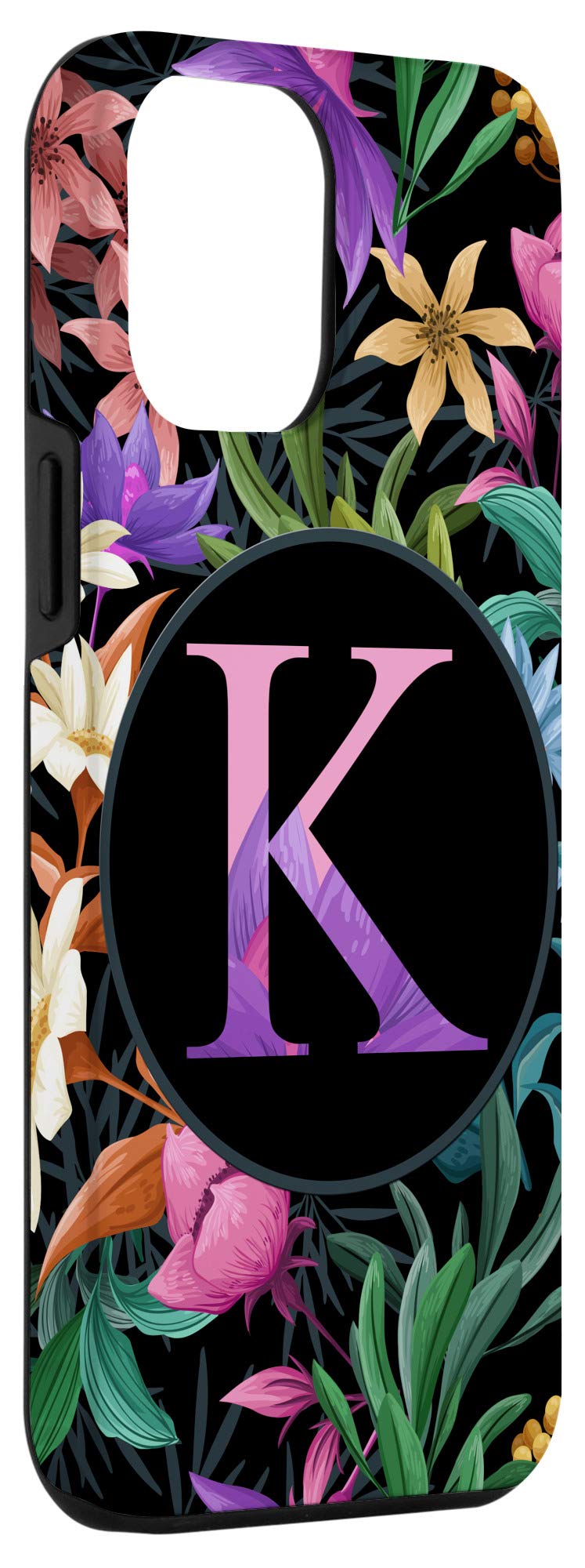 iPhone 12 Pro Max Case - Exotic Tropical Floral Design with Custom Monogram Initial Letter | Durable Protective Phone Cover for Women, Perfect for Beach Vacation, Summer Outings & Boho Style Fashion