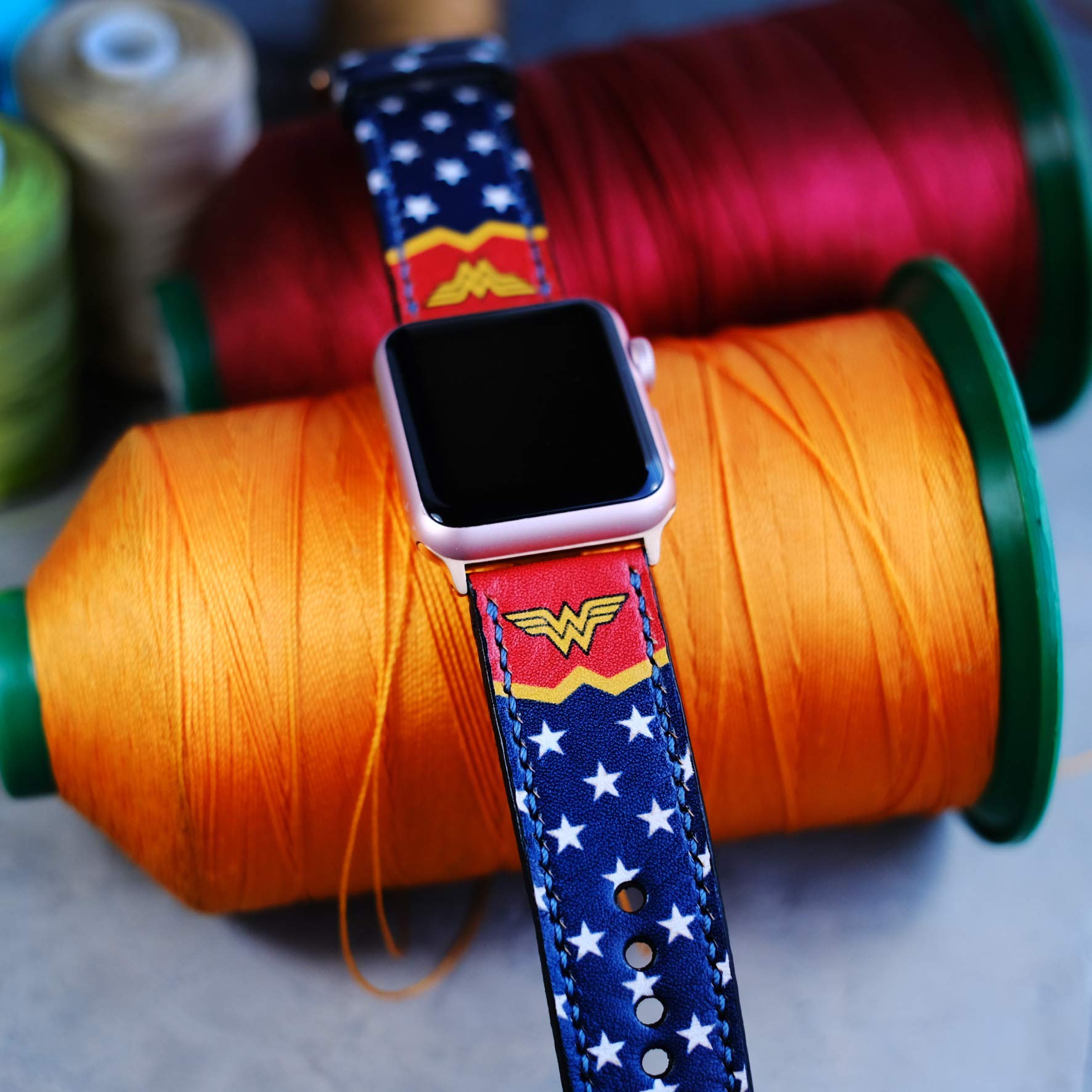 Premium Genuine Leather Apple Watch Band - Compatible with 38mm/40mm/42mm/44mm (Series 1/2/3/4/5/SE) - Hand-Stitched Luxury Replacement Strap for Workouts, Office & Everyday Wear