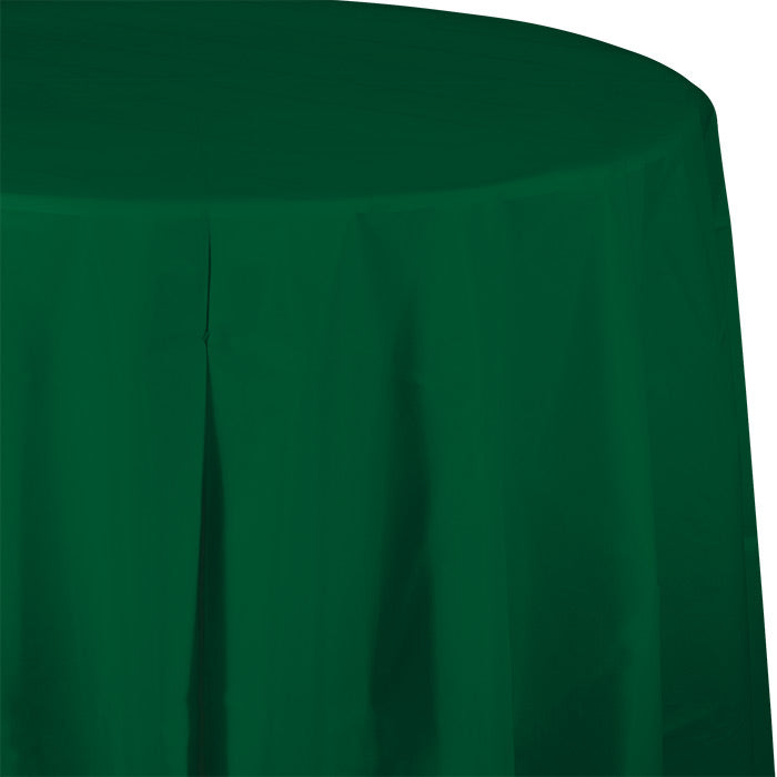 12-Piece Bulk Hunter Green Round Plastic 82-Inch Table Covers - Perfect for Parties, Weddings, and Outdoor Events