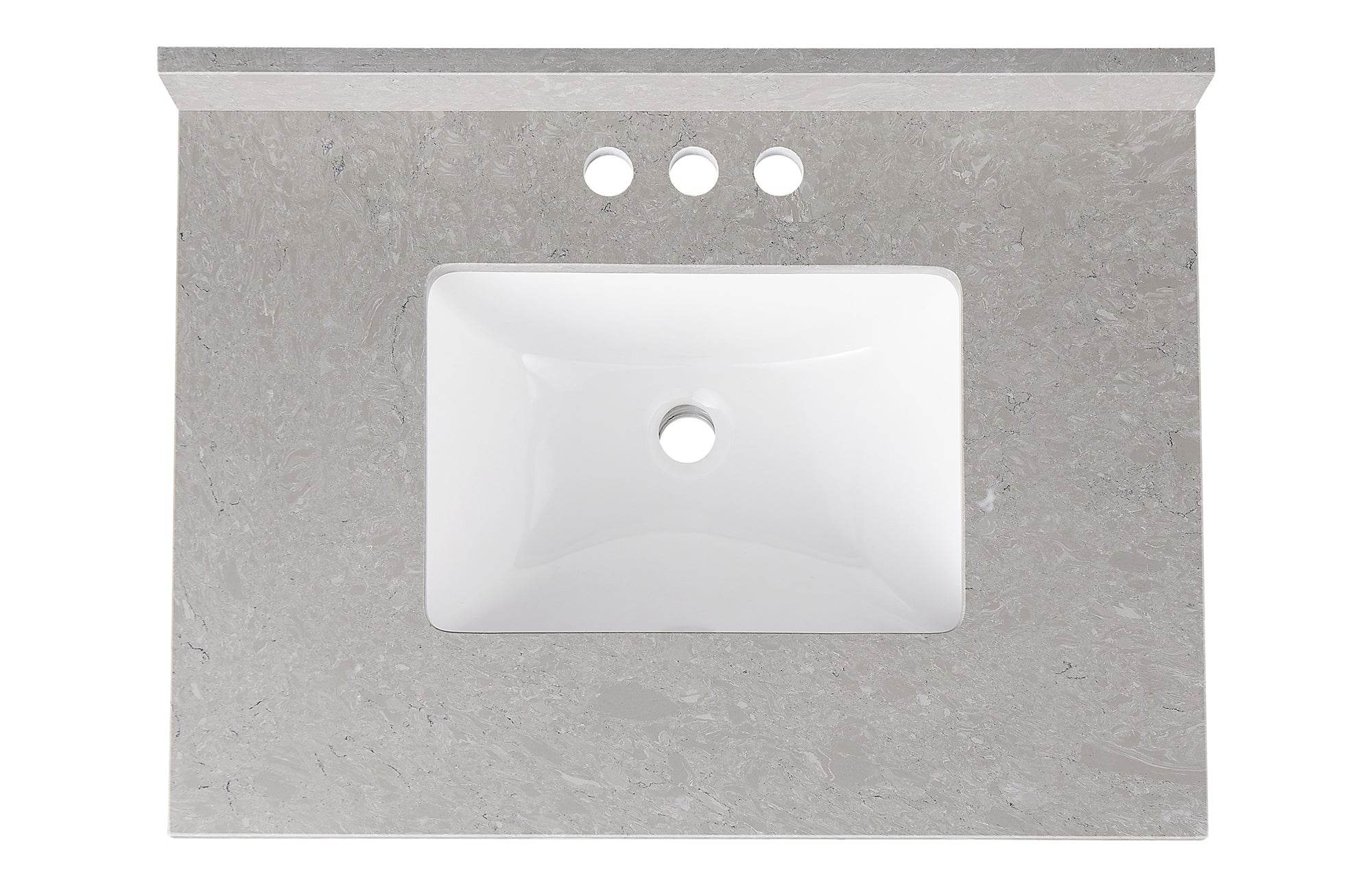 Amalfi 25W x 22D Engineered Marble Bathroom Vanity Top with Rectangular Undermount Sink - Perfect for Modern Bathroom Renovations and Master Suite Upgrades