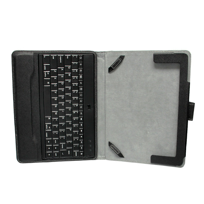 Ultra-Thin Aluminum Bluetooth Keyboard Leather Case for iPad 7 (Black) - Perfect for Work, Travel & Home Use