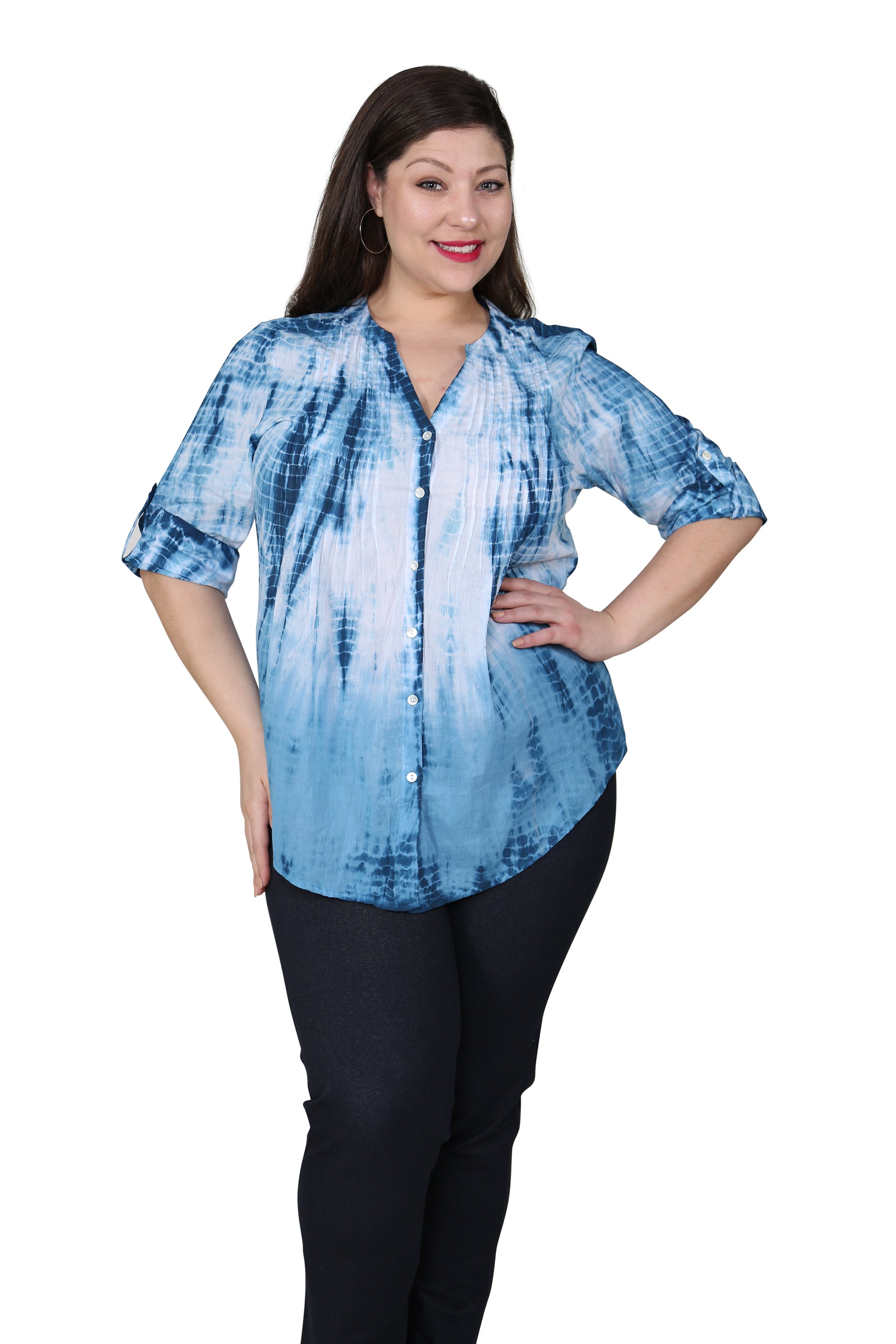Plus Size Tie Dye Pleated Tunic Top for Women - Boho Chic Flowy Blouse for Casual Wear, Vacation & Summer Outfits