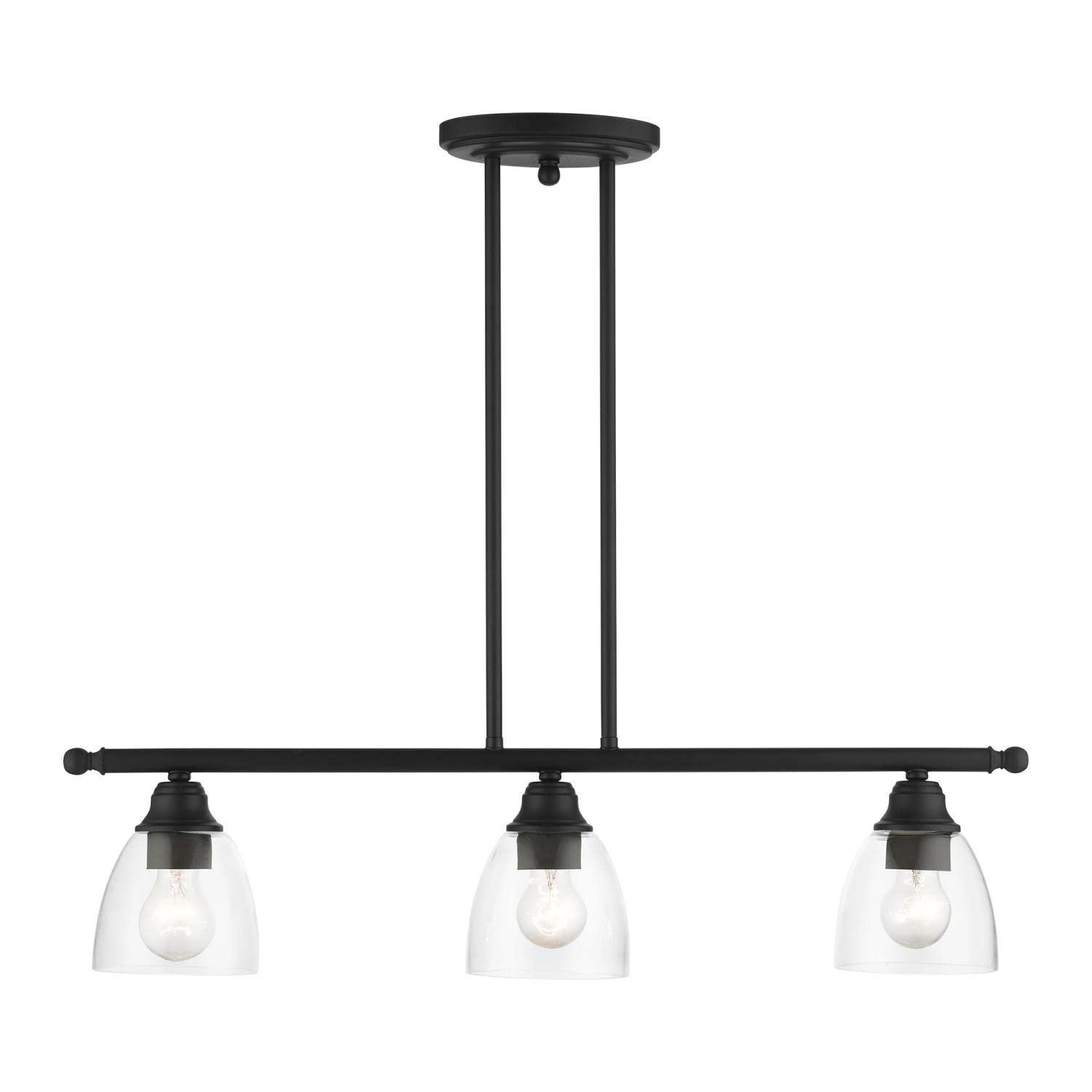 Livex Lighting 46337-04 Montgomery Linear Chandelier in Black - Modern Ceiling Light Fixture for Dining Room, Kitchen Island & Entryway