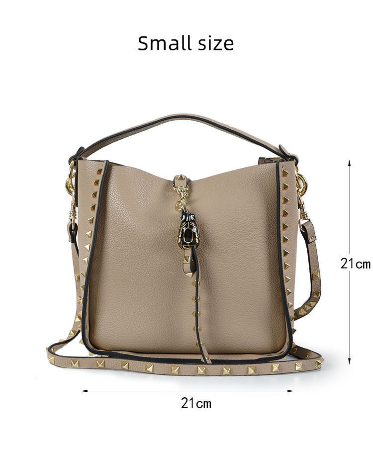 Stylish Studded Bucket Shoulder Bag for Women - Trendy Crossbody Purse with Metal Accents | Perfect for Casual Outings, Date Nights & Travel Accessories
