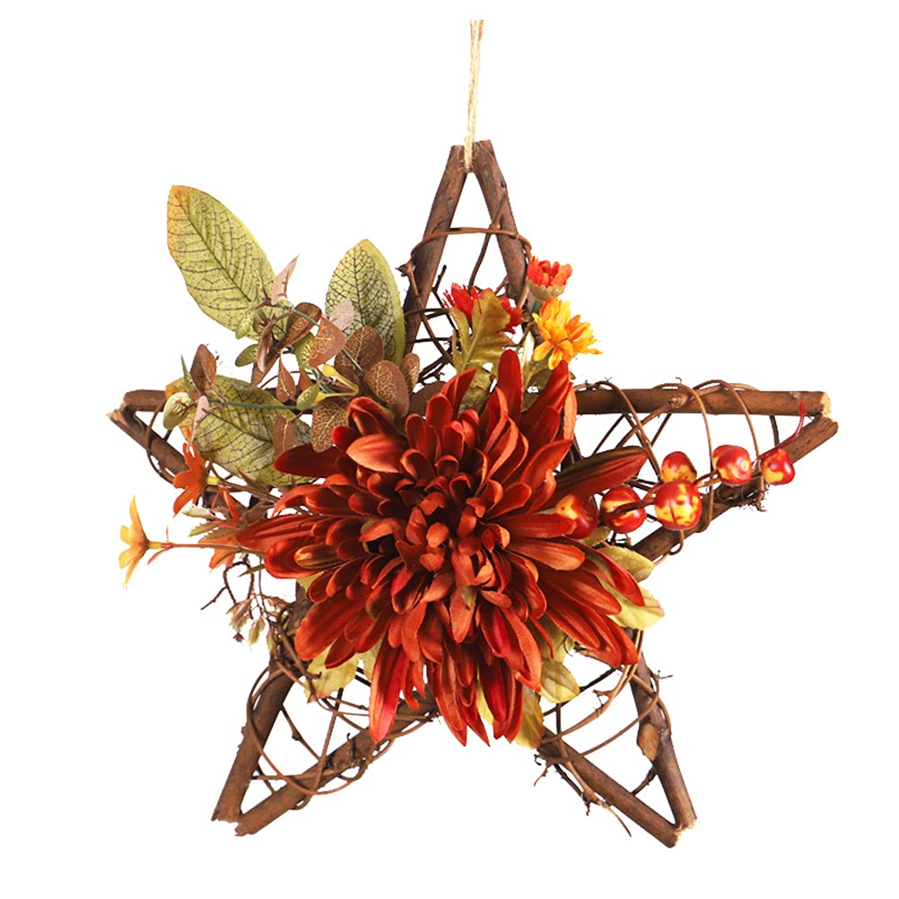 iFUNDOM Thanksgiving Decorations - 1PC Artificial Flower Wall Hanging, Fall Home Decor for Thanksgiving, Harvest Festival, Autumn Season (Orange) - Perfect for Front Door, Mantel, Dining Table & Wall Decor