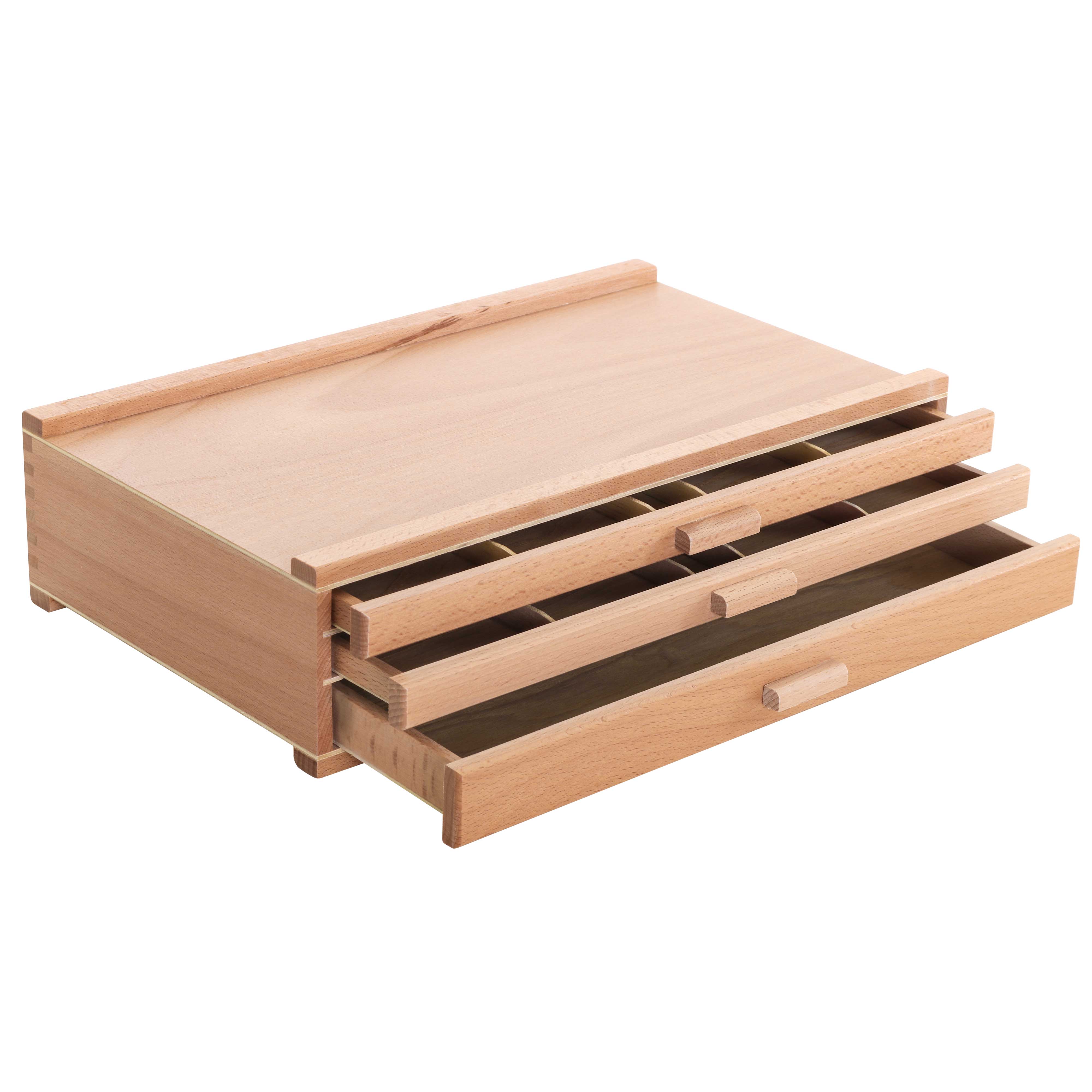 3-Drawer Artist Wood Storage Box - Elm Hardwood Construction with 5 Compartments per Drawer | Organize Pastels, Pens, Pencils, Markers, Charcoal & Blending Tools | Perfect for Art Studios, Classrooms & Home Crafting