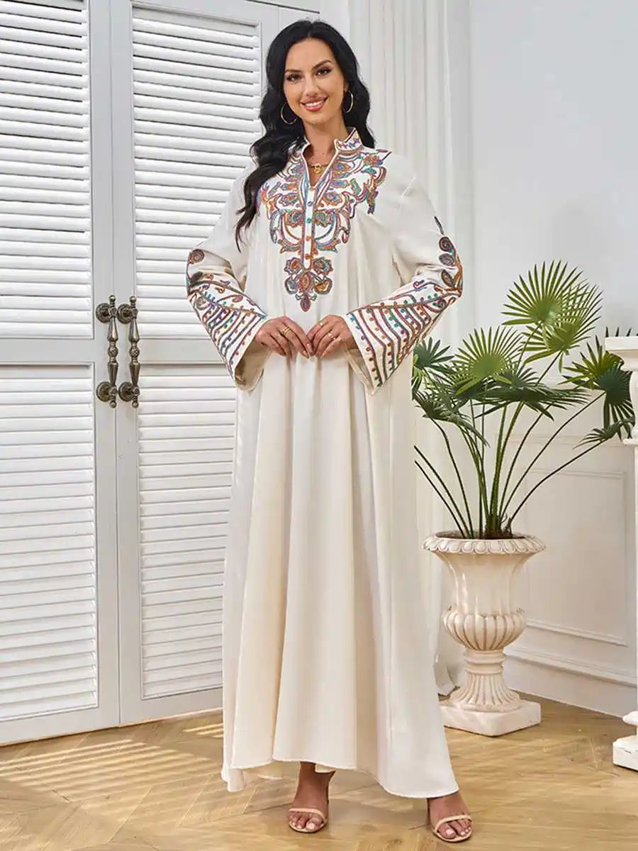 Elegant Eid Rope Embroidery Caftan Dress for Women - Flowy Moroccan Kaftan #25232 - Perfect for Eid Celebrations, Weddings & Special Occasions