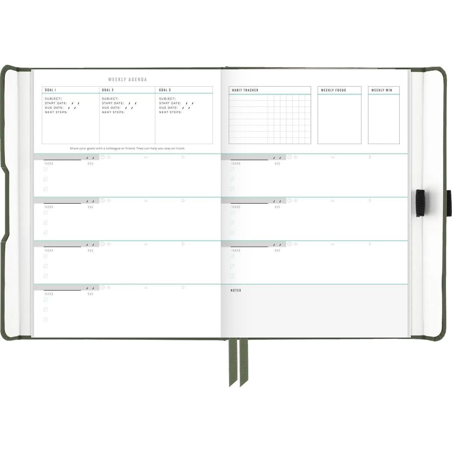 AT A GLANCE® Foundation Undated Weekly & Monthly Planner - 8.5 x 6.75 Inches, Green Cover, 12-Month Academic Planner for Students & Professionals | Perfect for School, Office & Personal Organization