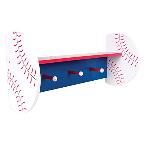 Wooden Baseball Bat Wall Shelf - Rustic Sports Decor for Bedroom, Living Room, or Man Cave - Perfect for Displaying Baseball Memorabilia, Hats, and Collectibles