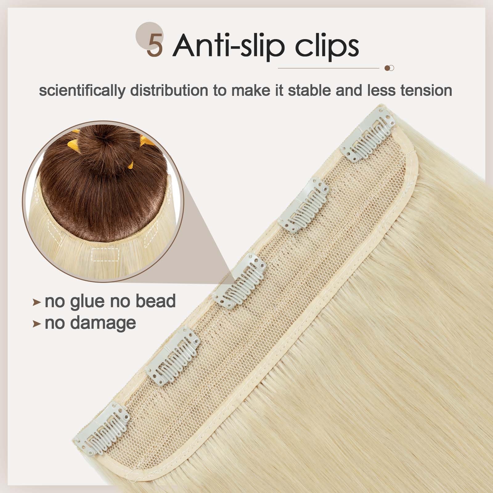 S-noilite 100% Real Human Hair Clip-in Extensions - 20 Inch Platinum Blonde (60) - 5 Clips for Full Head Coverage - Soft Straight Weft for Thicker Hair - Perfect for Parties, Weddings & Daily Styling