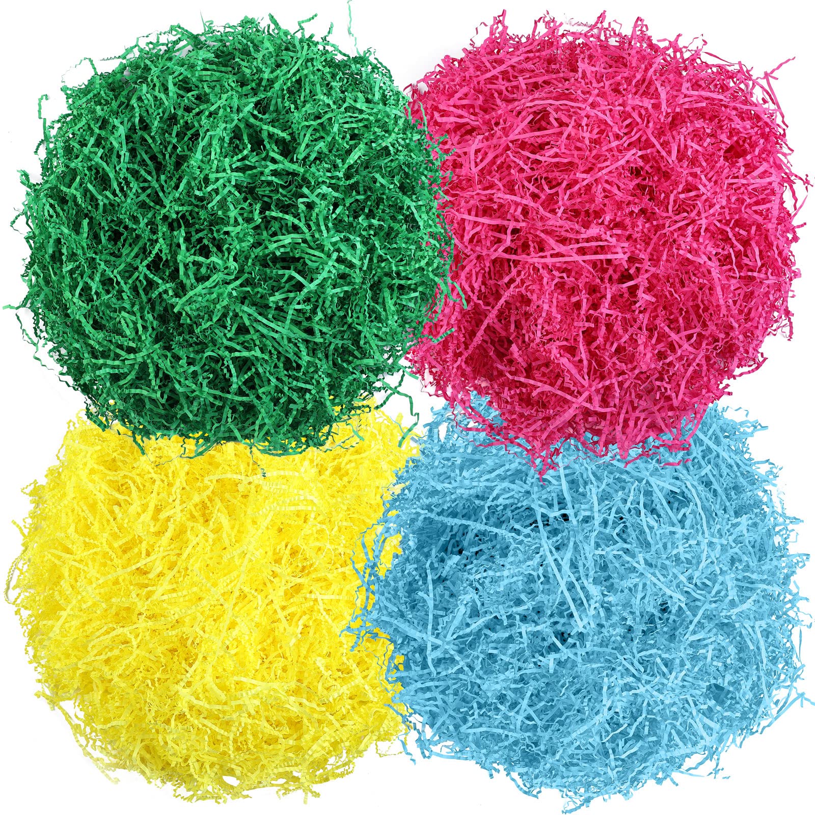 Fovths 400g Multicolor Easter Basket Filler - Crinkle Cut Raffia Paper Shreds, Recyclable Shredded Tissue for DIY Gift Box Decorations | Perfect for Easter Egg Hunts, Party Decor & Spring Crafting