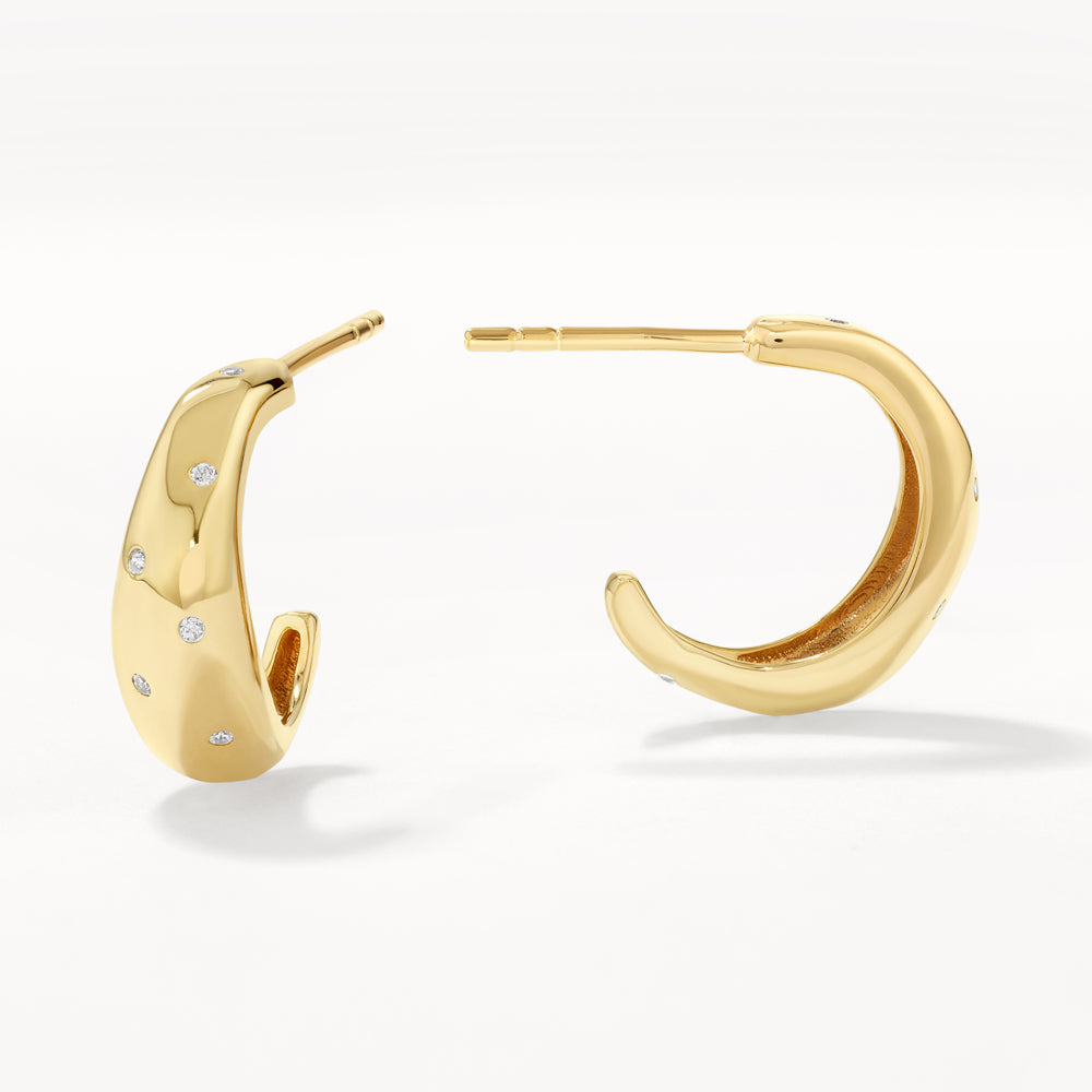 14K Gold White Zircon Polka Dot Hoop Earrings for Women - Elegant Dainty Stud Earrings for Everyday Wear & Special Occasions