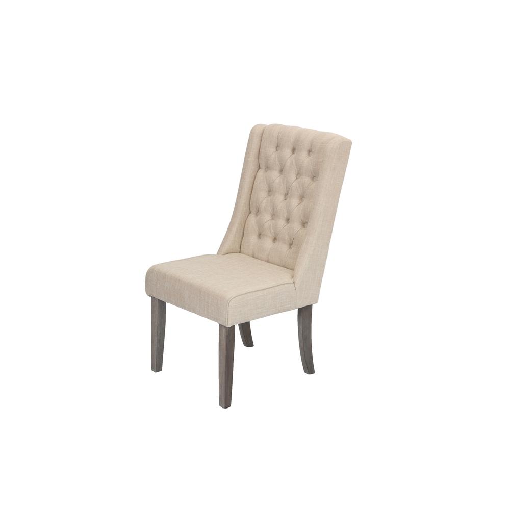 **Set of 2 Beige Upholstered Side Chairs with Tufted Buttons - Elegant Dining Room Accent Chairs for Home Decor**
