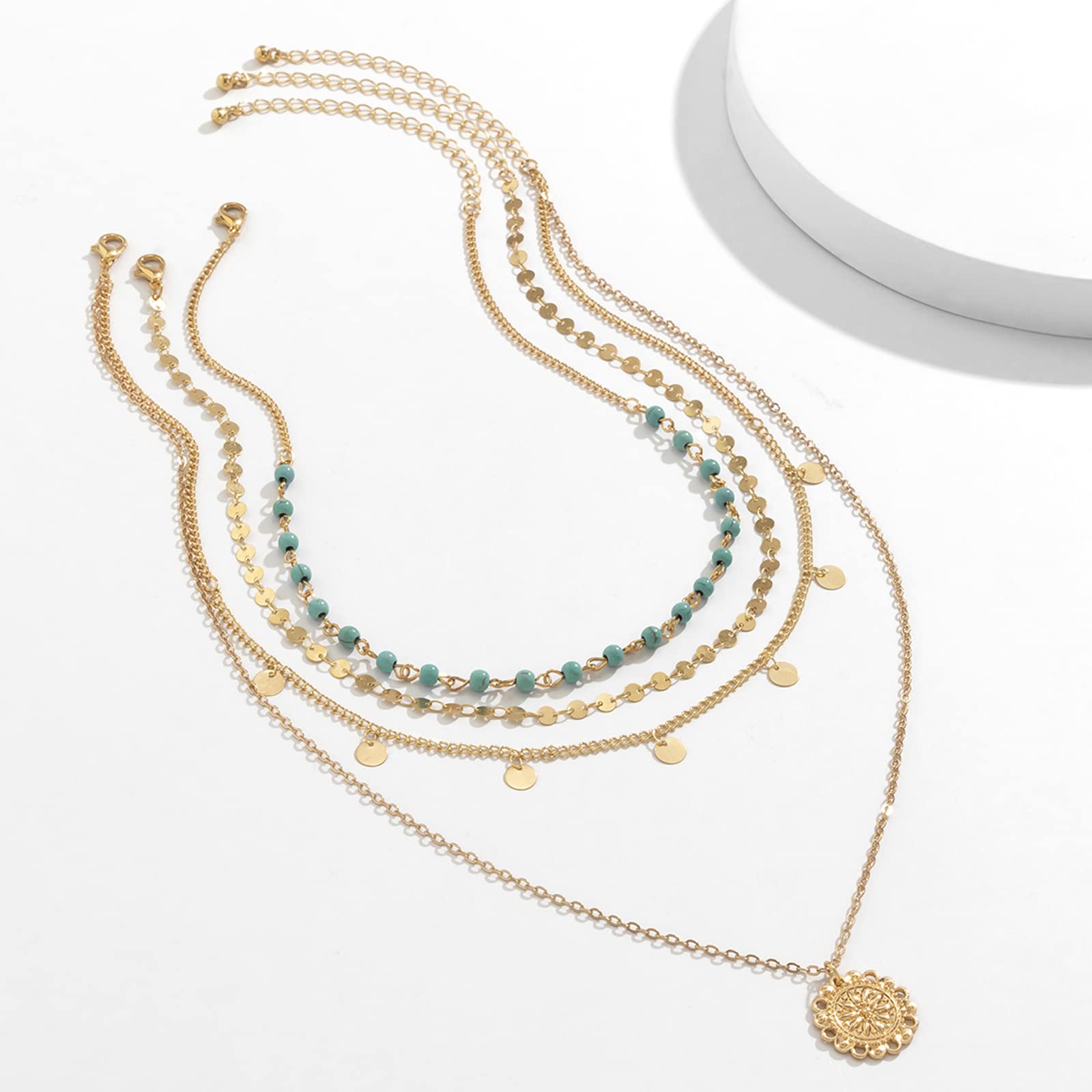 YANCHEN Women's Layered Necklace Set - Dainty Stackable Chain Necklaces with Charms, Trendy Jewelry Gift for Christmas, Birthday & Stocking Stuffers | Perfect for Layering, Daily Wear & Special Occasions