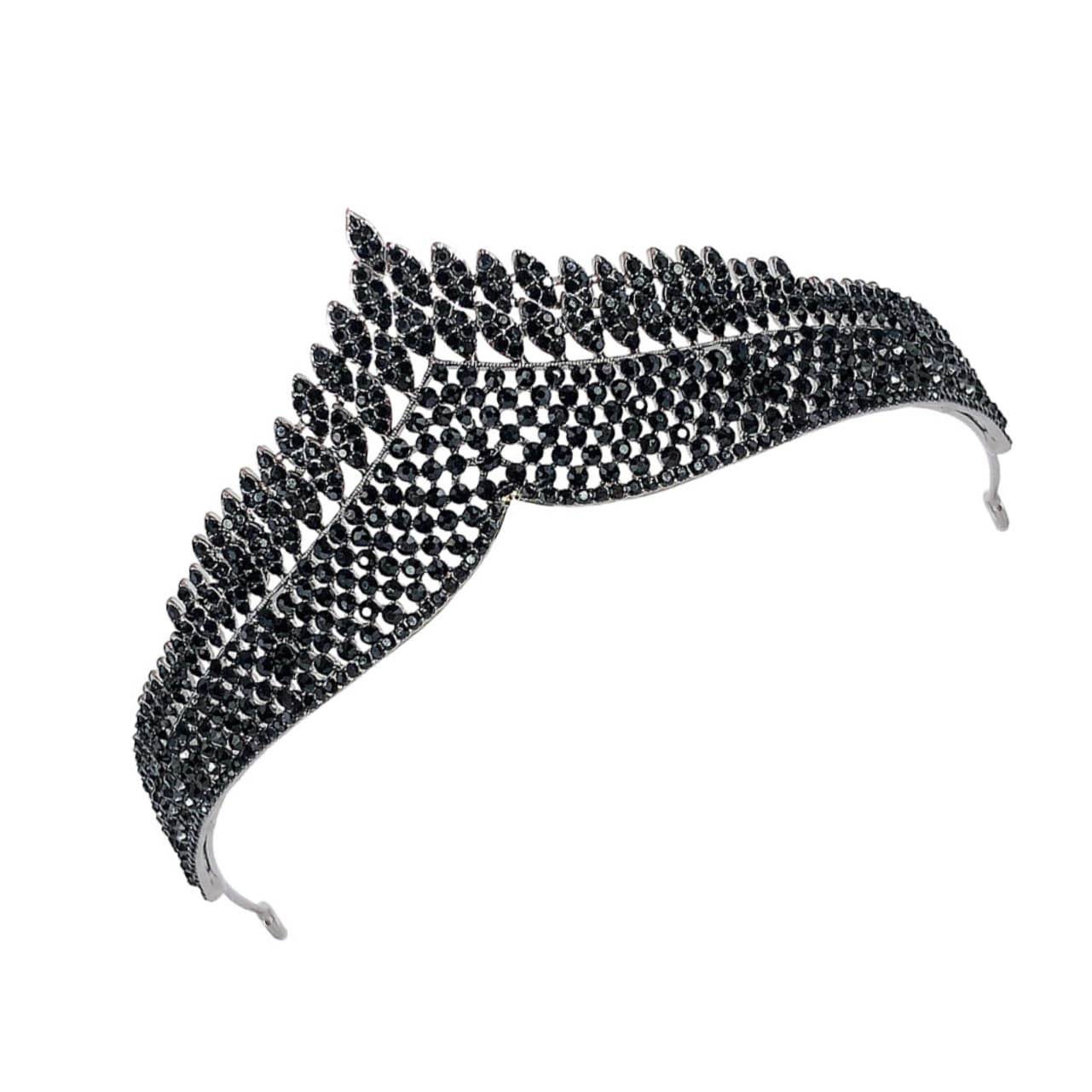 2 Pcs Baroque Black Crown Rhinestone Tiara Headpiece - Elegant Prom Party Wedding Costume Jewelry for Brides, Pageants & Special Events | Alloy Rhinestone Headband with Pink Stones for Women