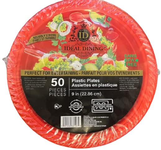 Nicole Fantani 9-Inch Disposable Red Plastic Plates - Microwave Safe, Bulk Pack of 5000 for Restaurants, Hotels, Delis & Party Catering - Elegant Dinnerware for Weddings, BBQs and Outdoor Events