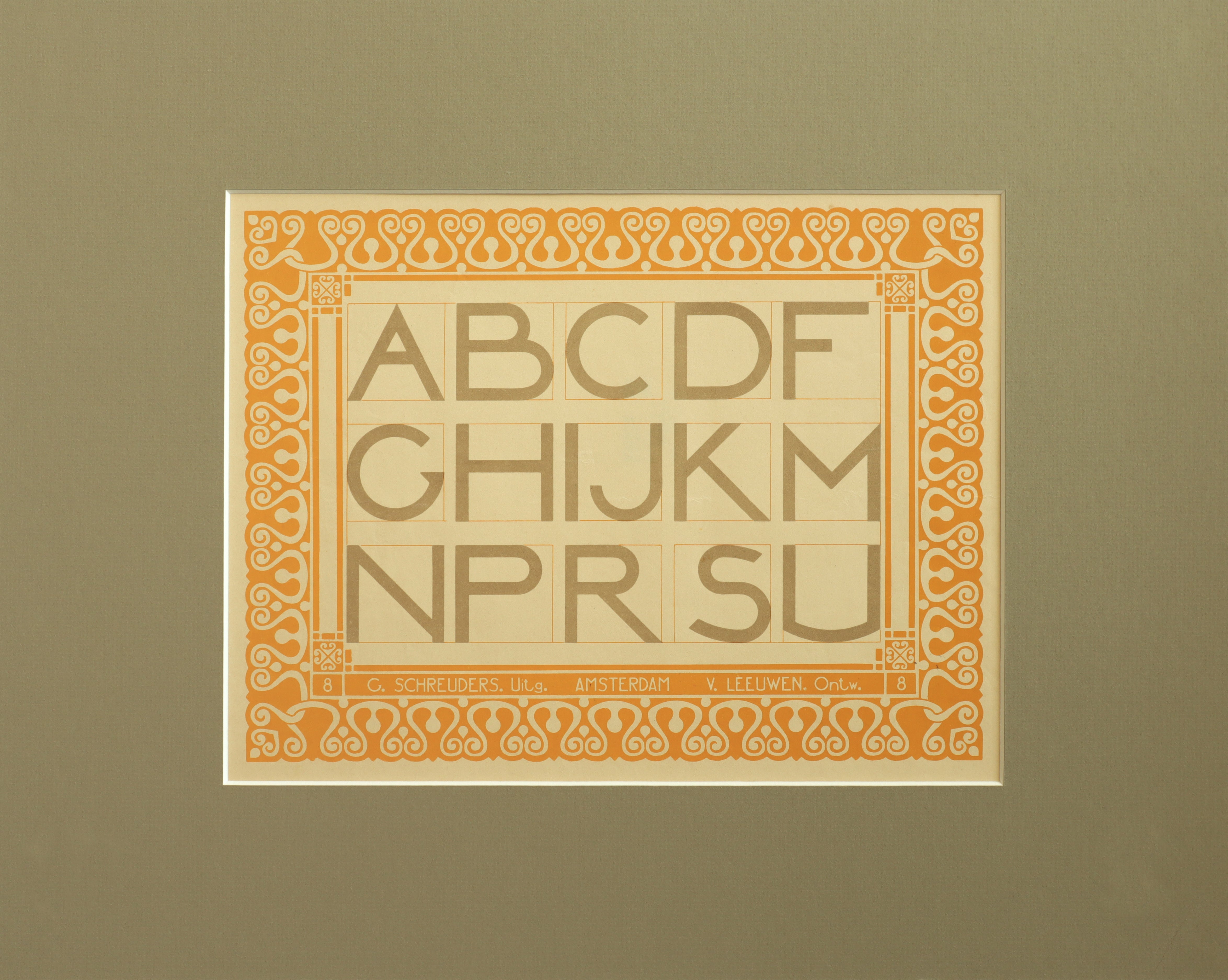 Vintage 1907 Dutch Letterpress Sheet with Mat - Antique Alphabet Print for Home Decor, Framing & Scrapbooking | Perfect for Wall Art, Gift & Collectors
