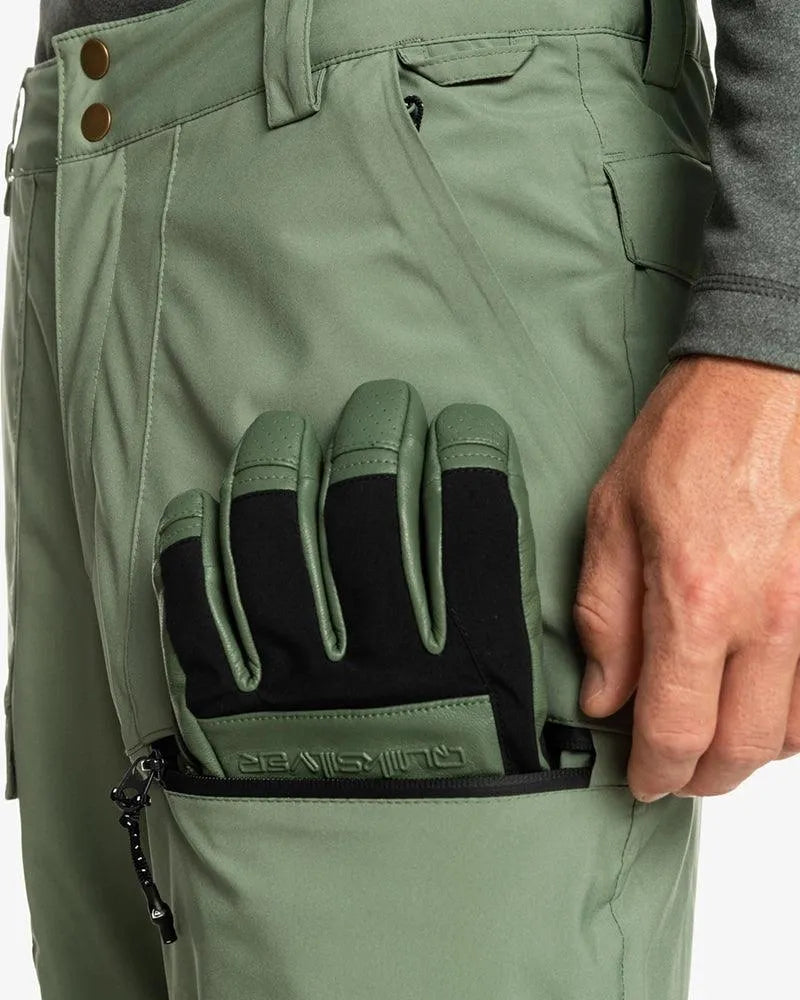 Quiksilver Men's Snow Utility Pants - Olive Green | Waterproof Snowboard & Ski Pants for Winter Sports & Outdoor Activities