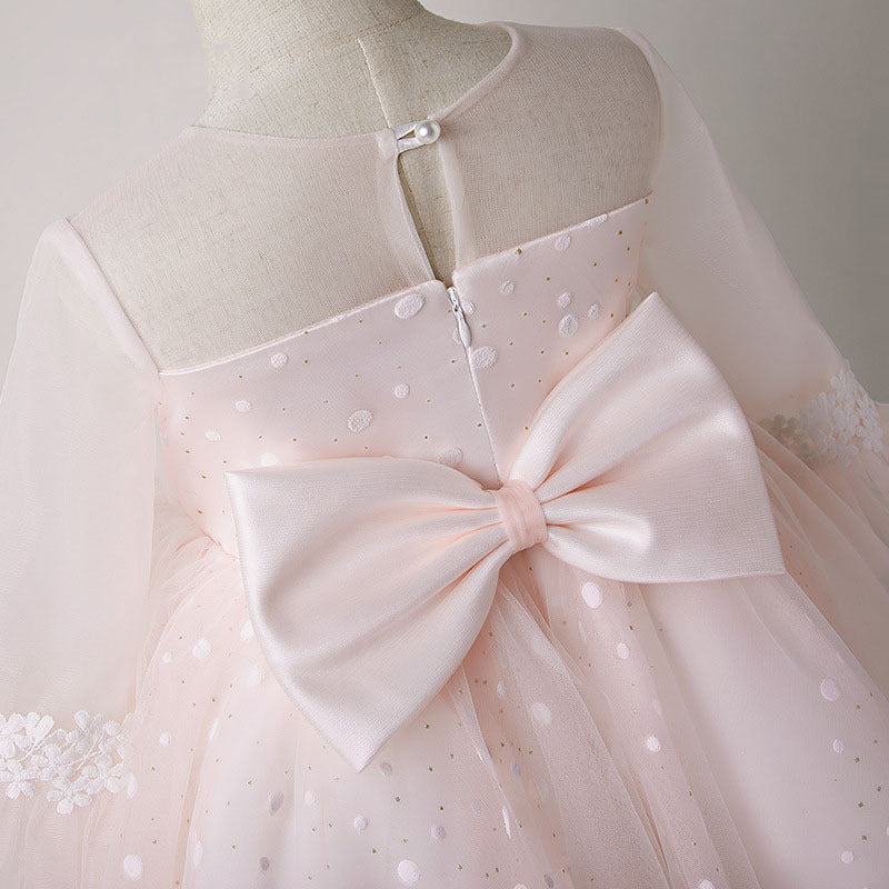 Elegant Pink Tulle A-Line Flower Girl Dress with Lace & Sequins - Perfect for Weddings, Pageants & Special Occasions