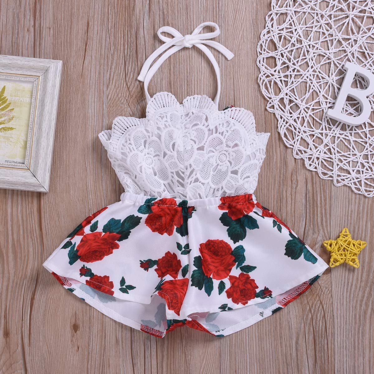 Baby Girl Floral Romper Dress - Newborn Halter Onesie Jumpsuit with Embroidery - Perfect for Summer Outfits, Playdates, and Photo Shoots