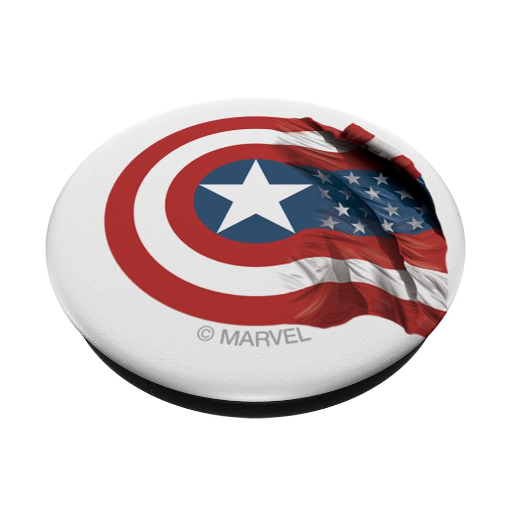 Marvel Captain America Shield Flag PopSockets Standard PopGrip - Swappable Phone Grip & Stand for Smartphones - Perfect for Marvel Fans, Everyday Use & Travel Accessories