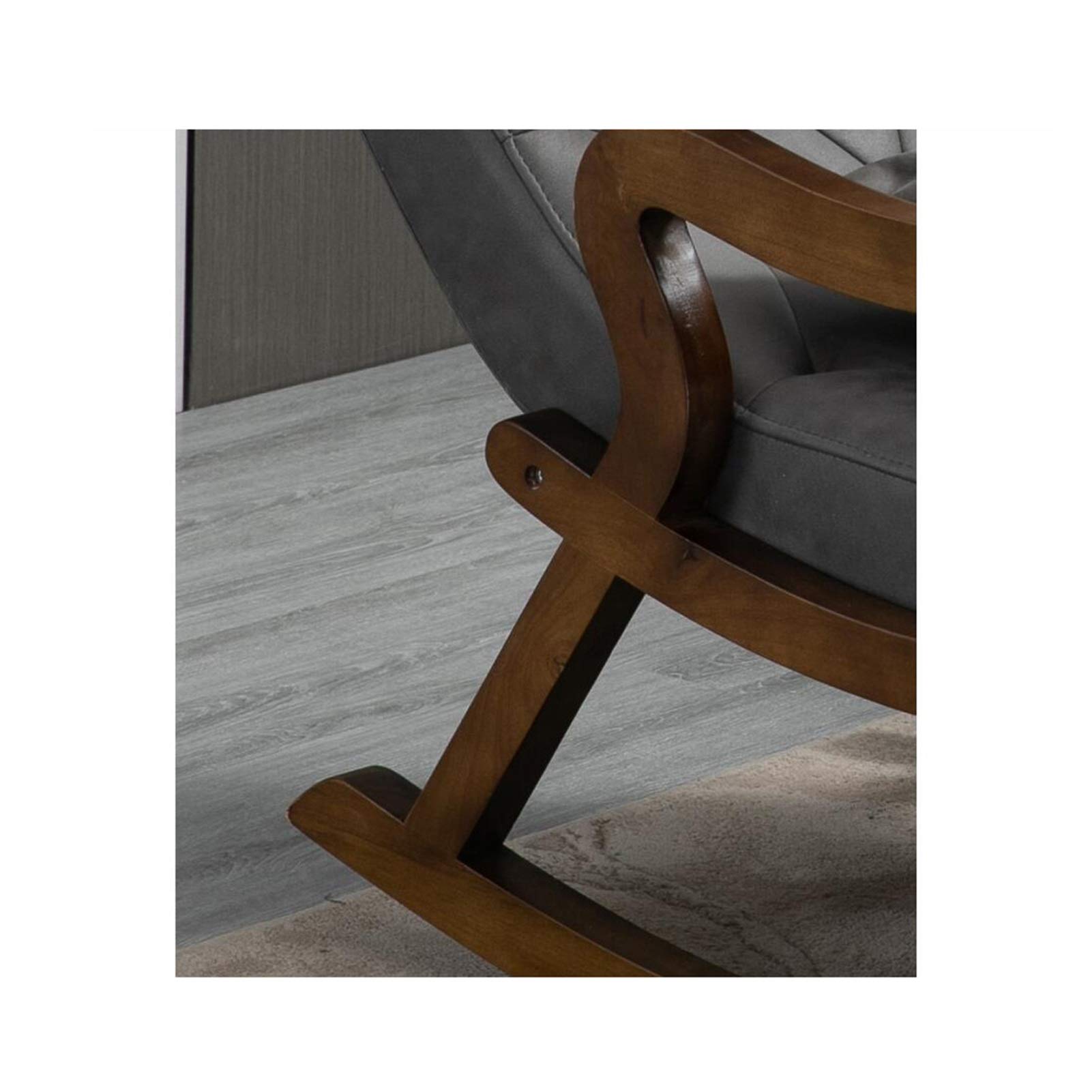 Solid Wood Rocking Chair - Chinese Style Comfortable Recliner with Footrest, Ergonomic Technology Fabric for Elderly, Balcony & Living Room Relaxation (125x67x89cm) - Perfect for Nursery, Porch Swing or Reading Nook