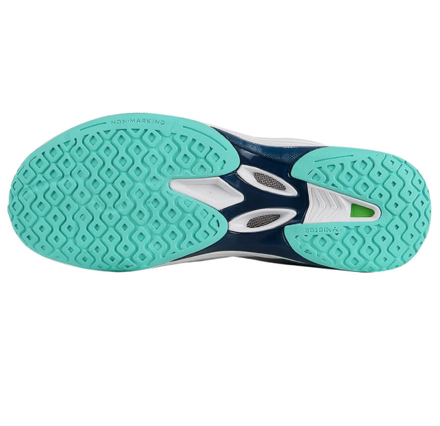 Victor A900F Women's Indoor Court Volleyball Shoes - Lightweight Non-Slip Badminton Sneakers (White/Cockatoo Green) for Gym, Training & Sports Performance