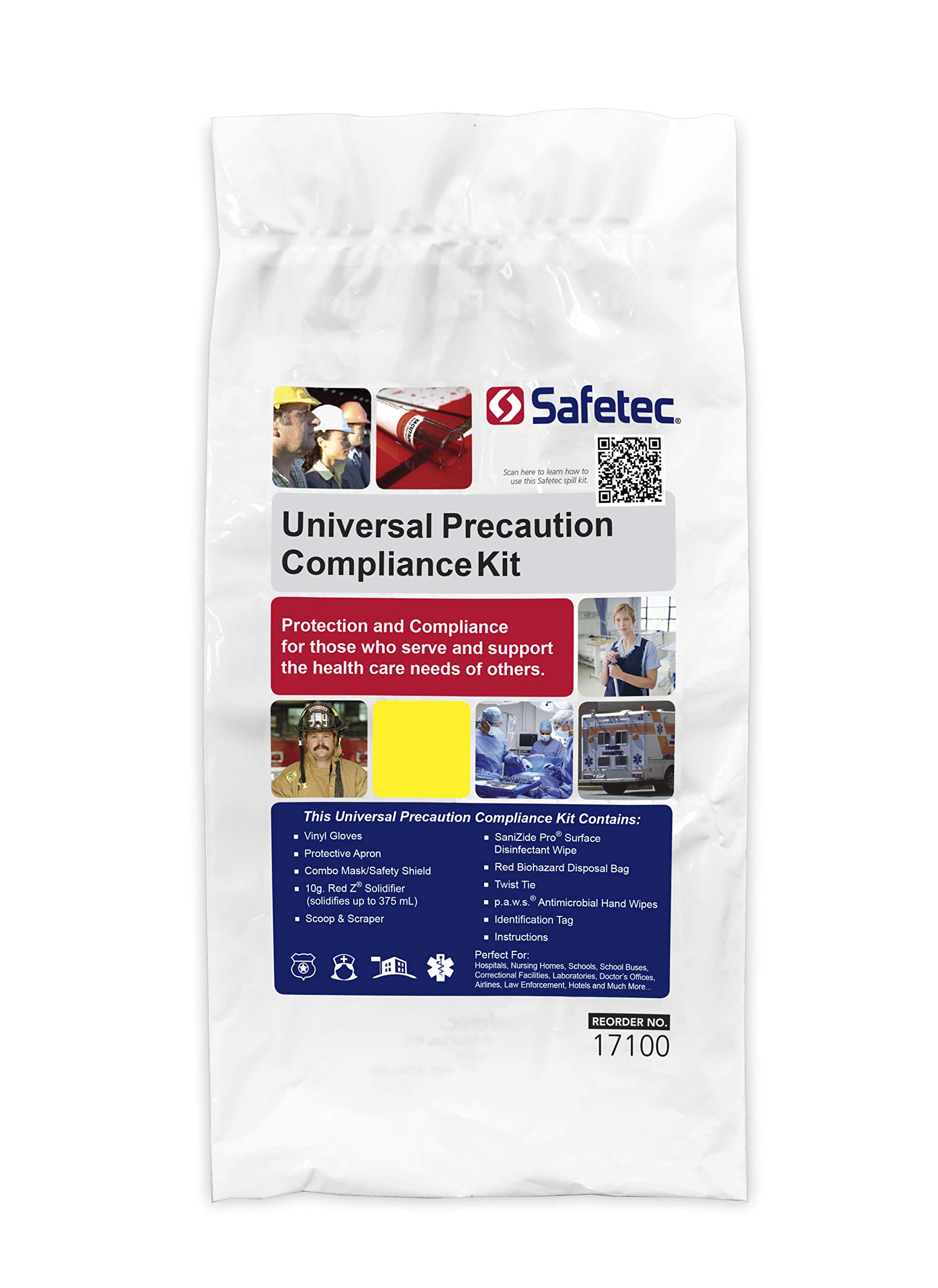 Safetec Universal Precaution Compliance Spill Kit Refill - 24 Poly Bag Kits/Case for OSHA Compliance | Biohazard & Chemical Spill Cleanup in Hospitals, Labs & Workplaces