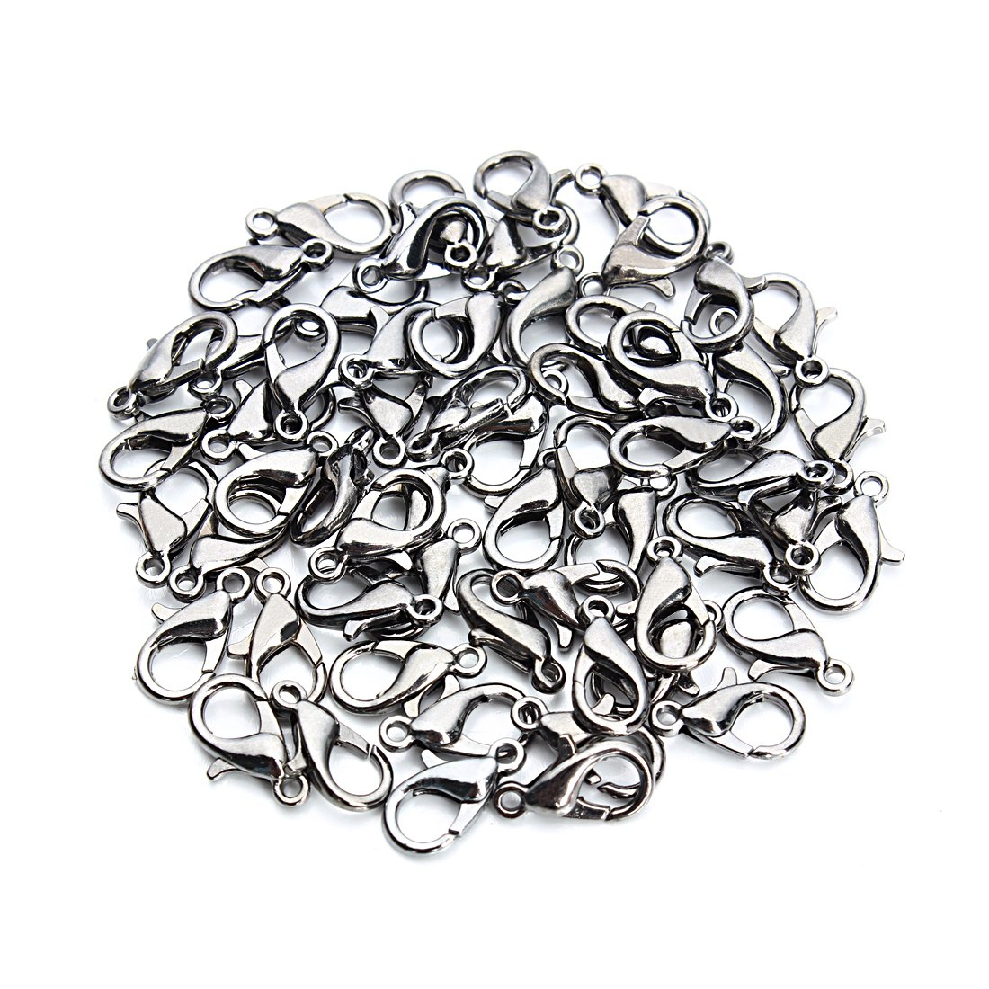 Linsoir 12mmX6mm Alloy Lobster Claw Clasps for Jewelry Making - Gold, Silver, Red Copper, Black, Gun Black, Rhodium Tone (50pcs/Bag) - Perfect for Necklaces, Bracelets, Earrings & DIY Jewelry Projects