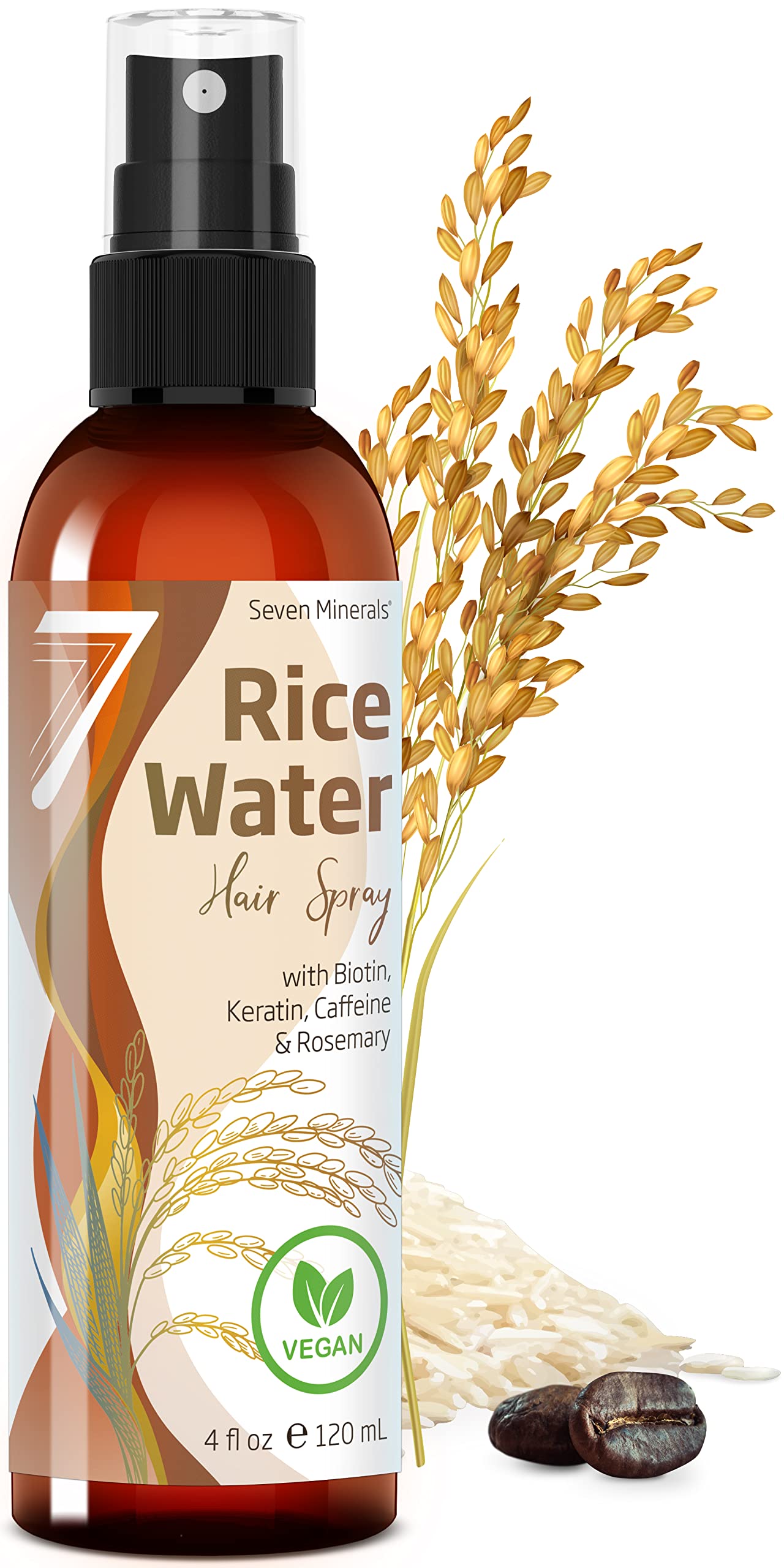 Fermented Rice Water Hair Growth Spray with Rosemary, Biotin & Keratin - Vegan, Non-Greasy Formula for Thicker, Longer & Softer Hair - 4 fl oz for Men & Women - Perfect for Daily Hair Care & Scalp Nourishment