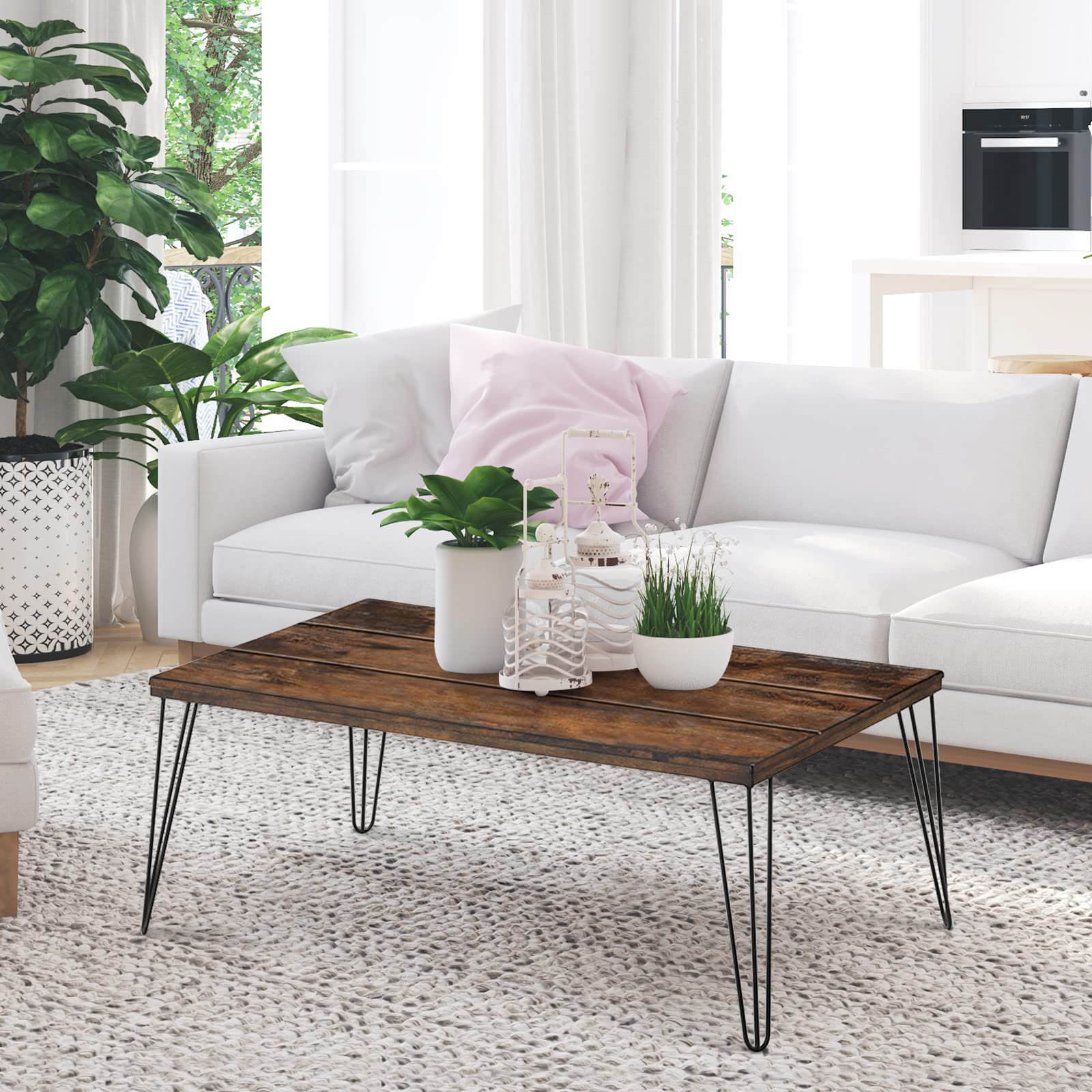 Solid Wood Rustic Coffee Table - Mid Century Modern Low Table for Floor Sitting - Perfect for Living Room, Lounge & Small Spaces - Handcrafted Wooden Furniture for Home Decor