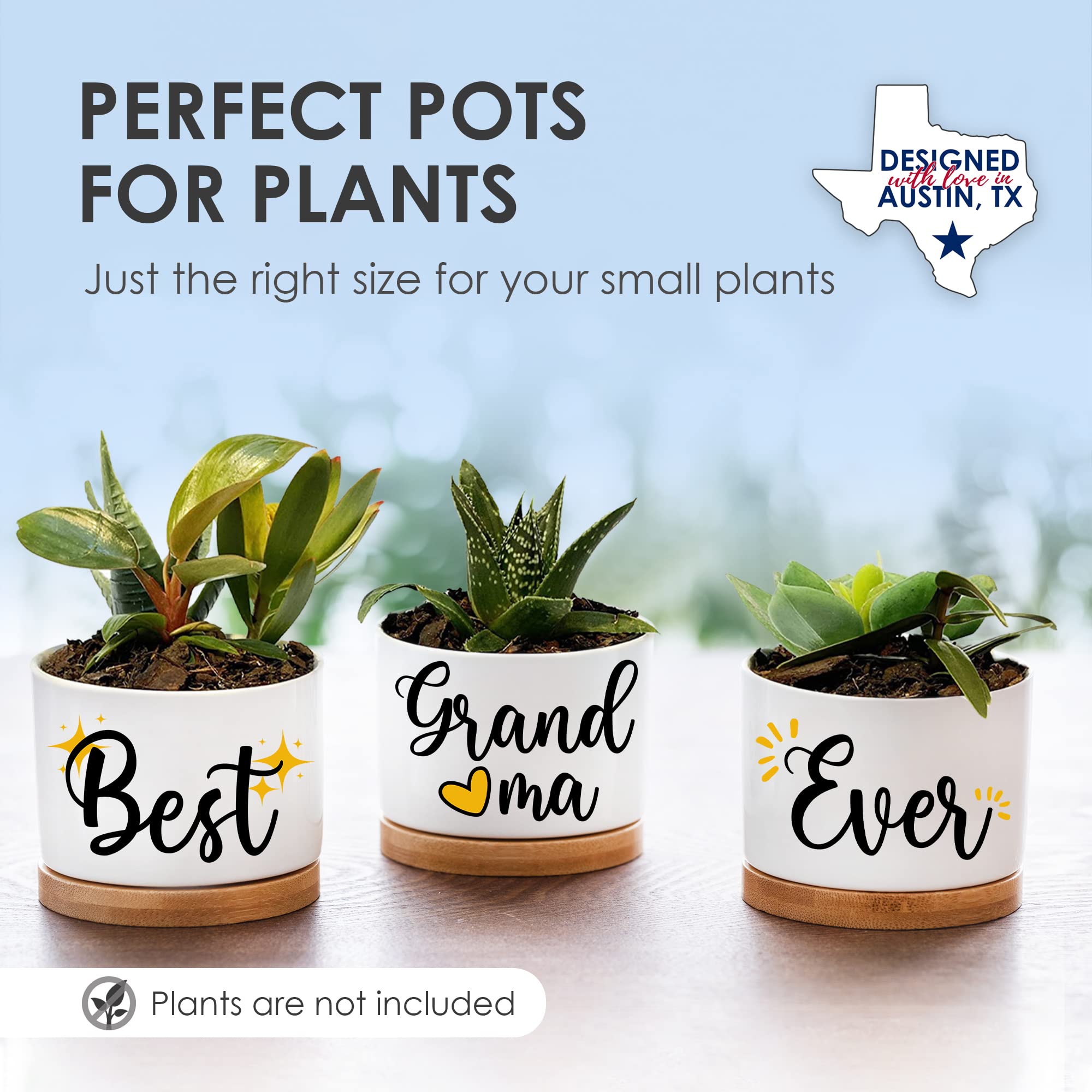 Best Grandma Ever Planters - Thoughtful Gifts for Grandma from Granddaughter & Grandson | Unique Birthday Gifts for Grandmother | Perfect for Home Decor, Garden Planting & Special Occasions