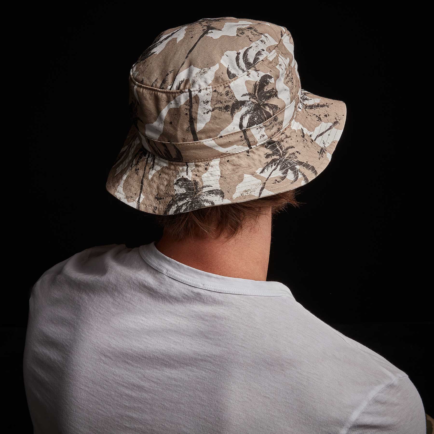 Camo Palm Print Bucket Hat for Men & Women - Desert Camouflage Outdoor Sun Hat for Hiking, Fishing, and Beach Activities