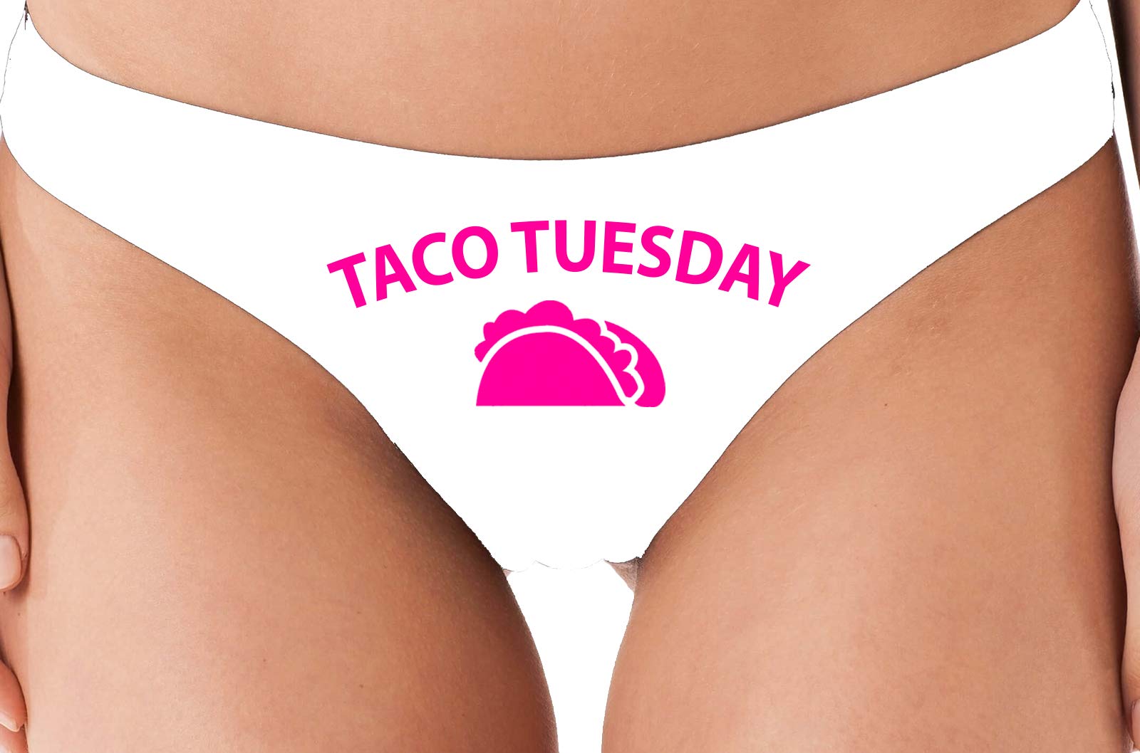 Knaughty Knickers Eat My Taco Tuesday Lingerie - Sexy White Thong Underwear for Women | Perfect for Valentine's Day, Bachelorette Parties & Romantic Nights