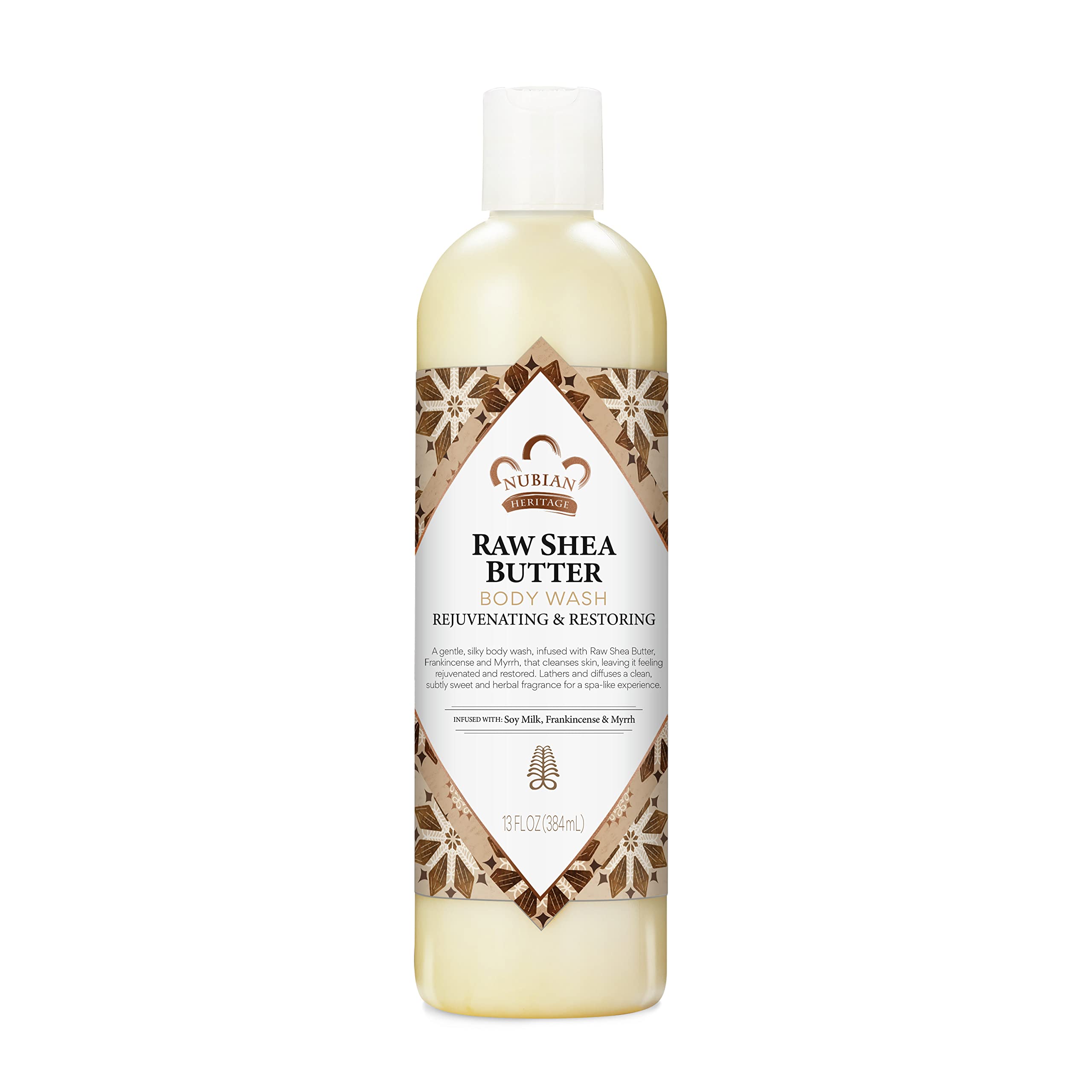 Nubian Heritage Raw Shea Butter Body Wash for Dry Skin - Paraben Free, Sulfate Free, 13 oz - Hydrating & Moisturizing Shower Gel for Sensitive Skin - Perfect for Daily Use & Winter Skincare Routine