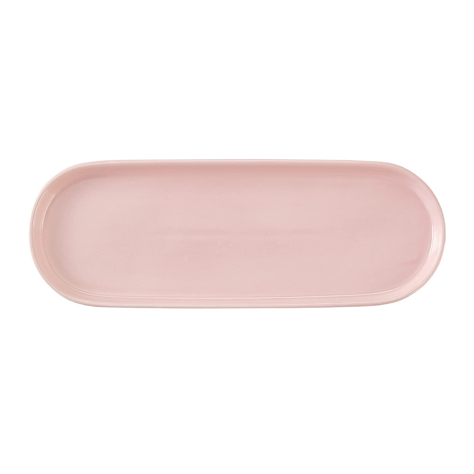 Ceramic Sink Organizer Tray - Bathroom Countertop & Bathtub Tray for Cosmetics, Candles, Perfume, Shampoo & Soap - Minimalist Pink Decor for Bathroom, Kitchen & Vanity Organization