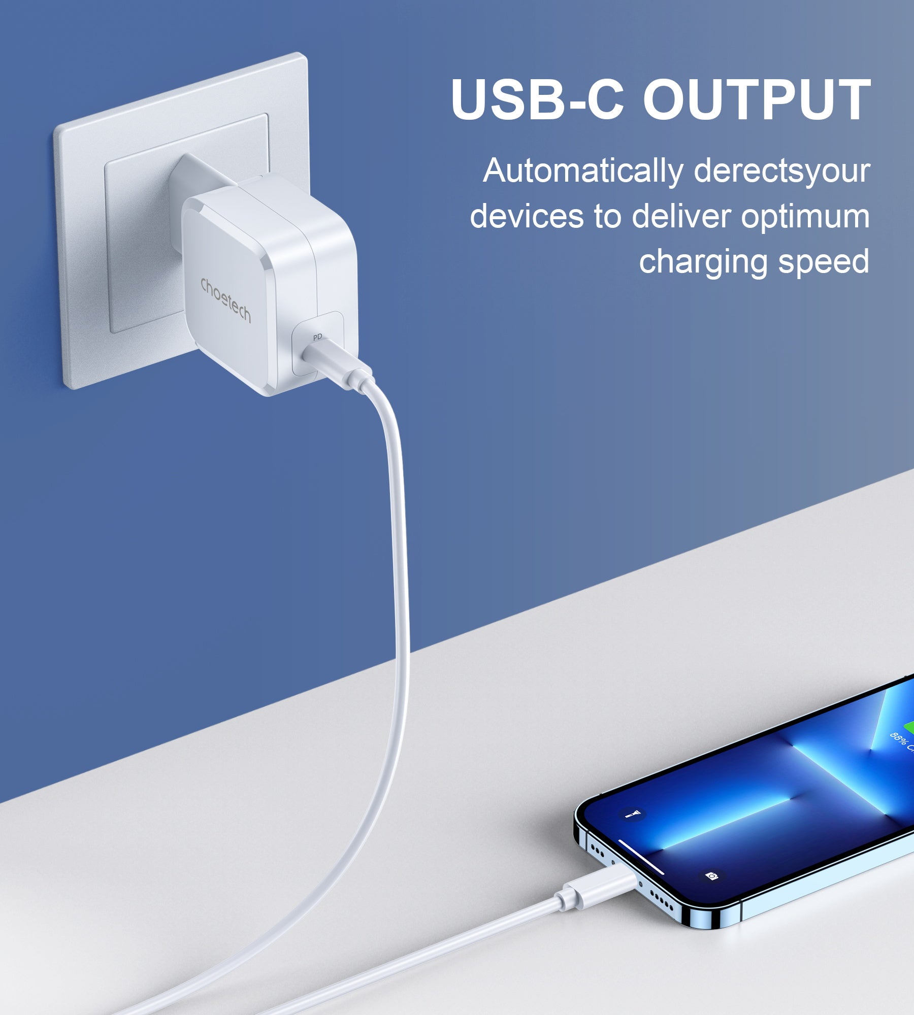 45W USB C Wall Charger with PD Fast Charging - Compact & Powerful USB-C Charger for iPhone 15/14/13, Samsung Galaxy, iPad, MacBook & More - Perfect for Travel, Home & Office Use