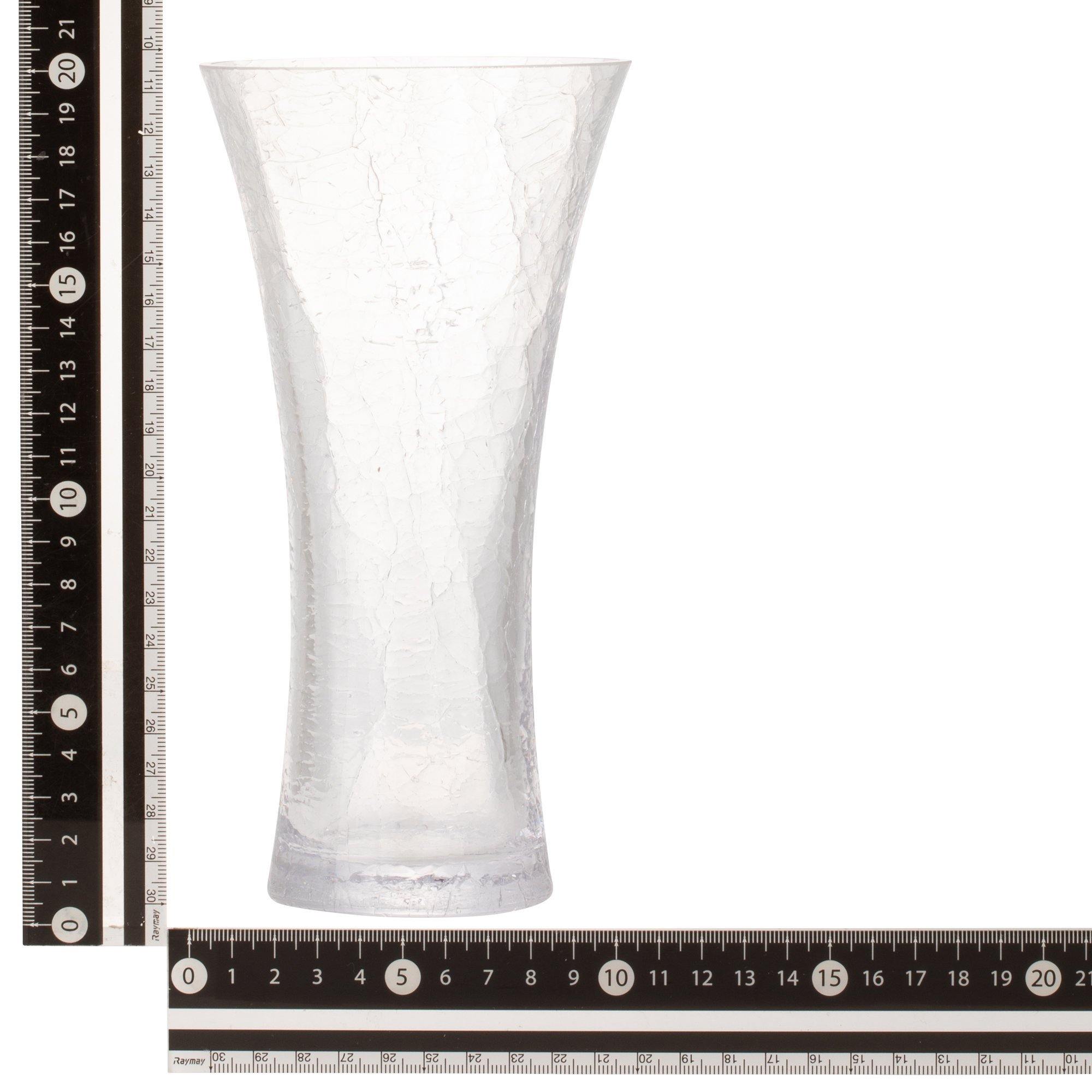 Clear Crackle Glass Flower Vase - Medium Size for Home Decor, Wedding Centerpieces & Tabletop Arrangements