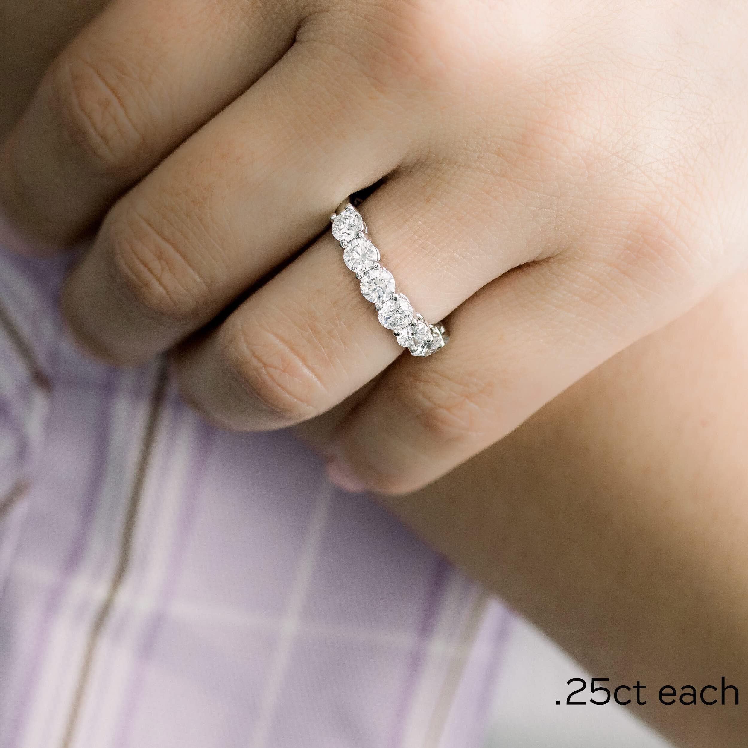 1.75Ct Moissanite Eternity Wedding Ring for Women - 14K White Gold Seven Stone Anniversary Promise Ring with Claw Setting (0.25Ct Each) | Elegant Bridal Jewelry, Engagement Gift & Special Occasion Ring