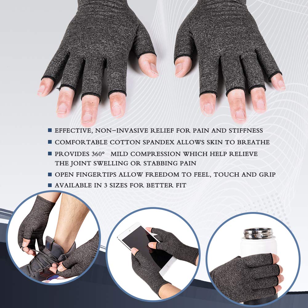 Arthritis Compression Gloves for Women & Men - Fingerless, Breathable & Moisture Wicking for Joint Pain Relief - Ideal for Typing, Gaming & Daily Activities
