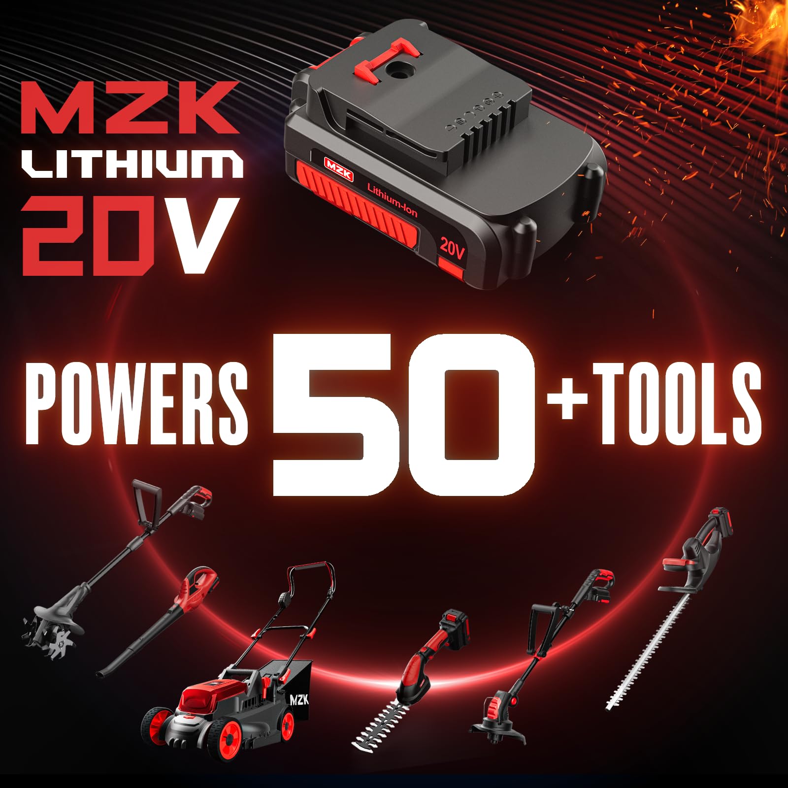 **MZK 20V Cordless Tiller Cultivator with 24 Steel Tines, 7.8-inch Wide Battery Powered Garden Cultivator - Mini Tiller for Gardening, Weeding, and Soil Aeration (Includes 2AH Battery & Charger) - Perfect for Small Gardens, Flower Beds, and Raised Planters**